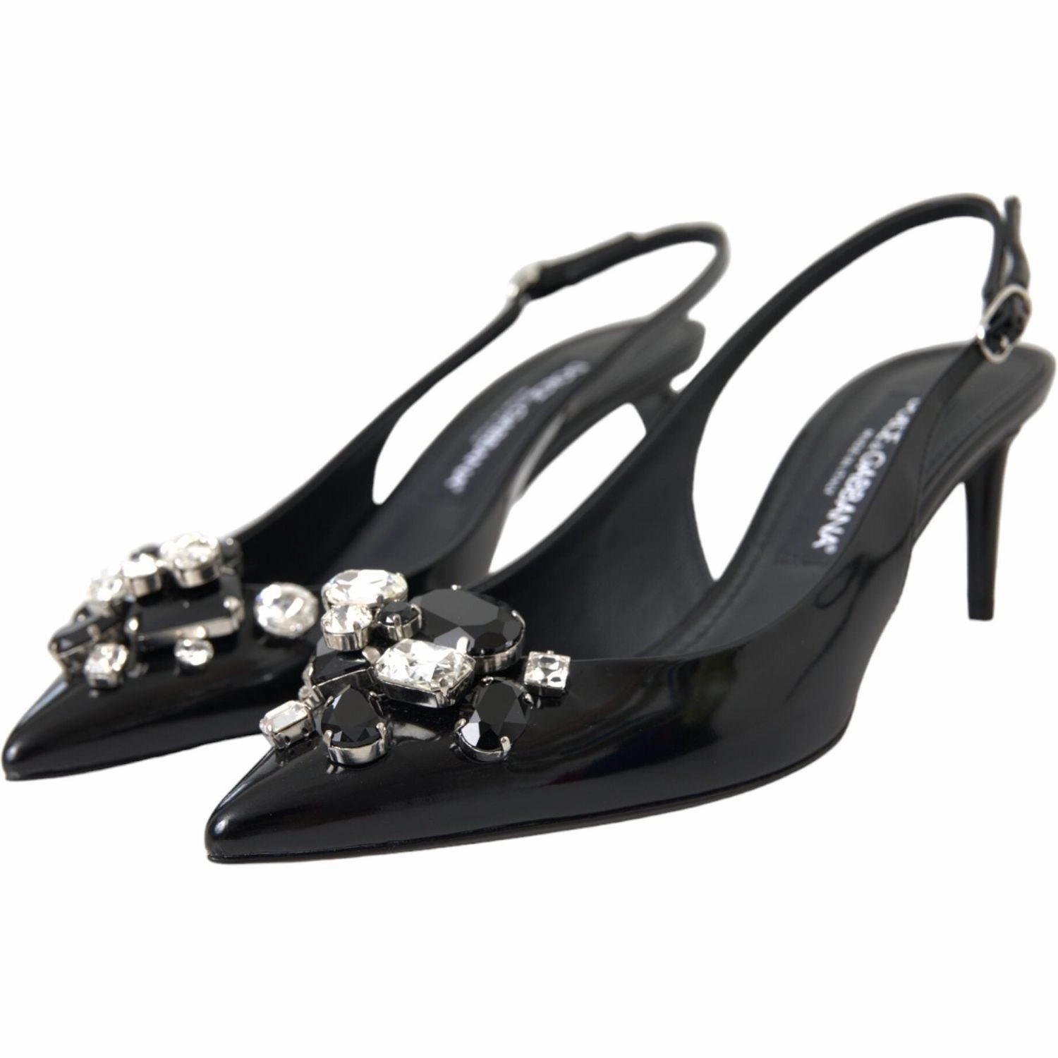 Dolce & Gabbana Black Patent Leather Crystal Slingback Shoes Kurt Geiger Kensington Sandals