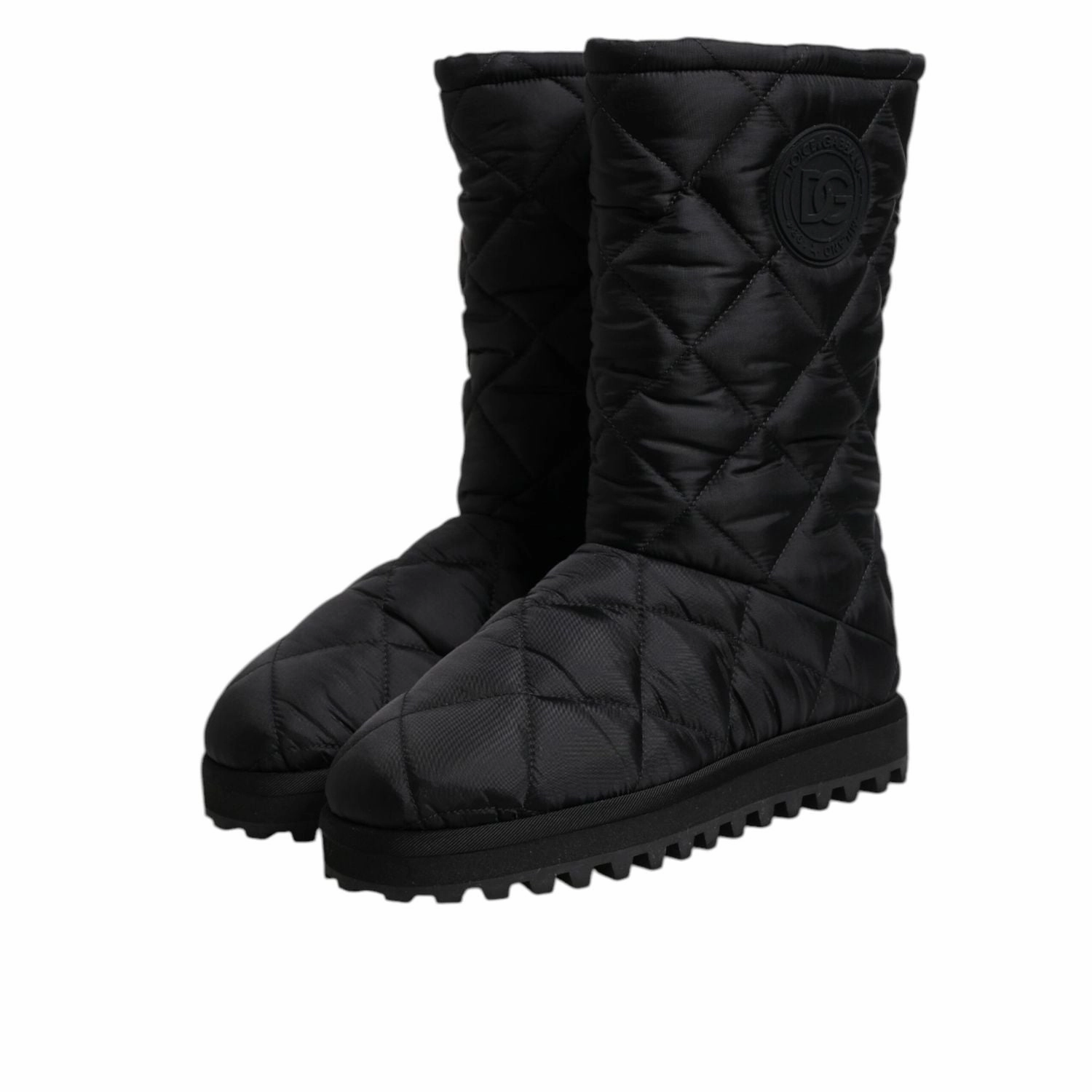 Shoes And Boots Dolce & Gabbana Black Polyester Padded Mid Calf Boots Winter Shoes