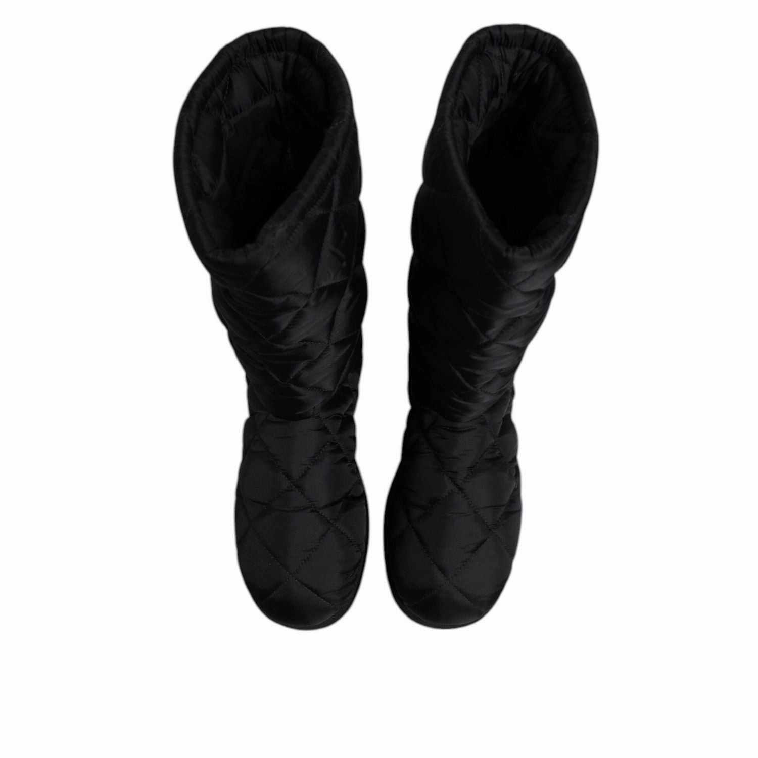 Dolce & Gabbana Black Polyester Padded Mid Calf Boots Winter Shoes Kohls Shoes Flats