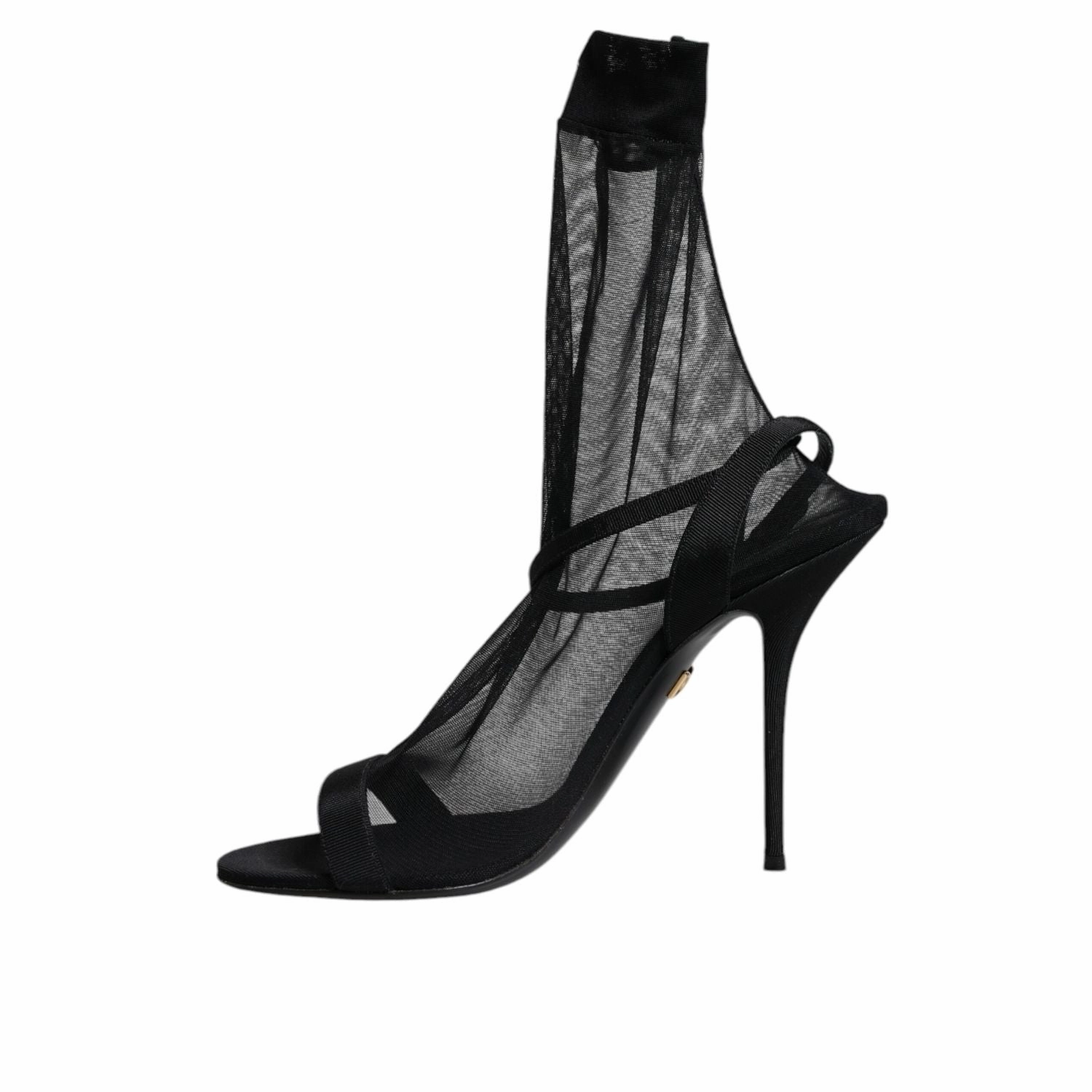 Platform Flip Flop Sandals Dolce & Gabbana Black Tulle Stretch Heels Sandals Shoes