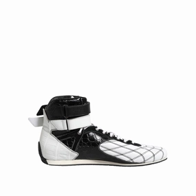 Dolce & Gabbana Black White Leather High Top Sneakers Shoes Crochet Sneakers
