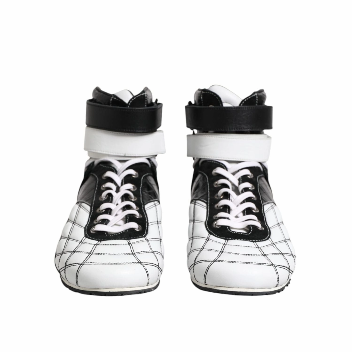 Dolce & Gabbana Black White Leather High Top Sneakers Shoes Travis Scott Sneakers