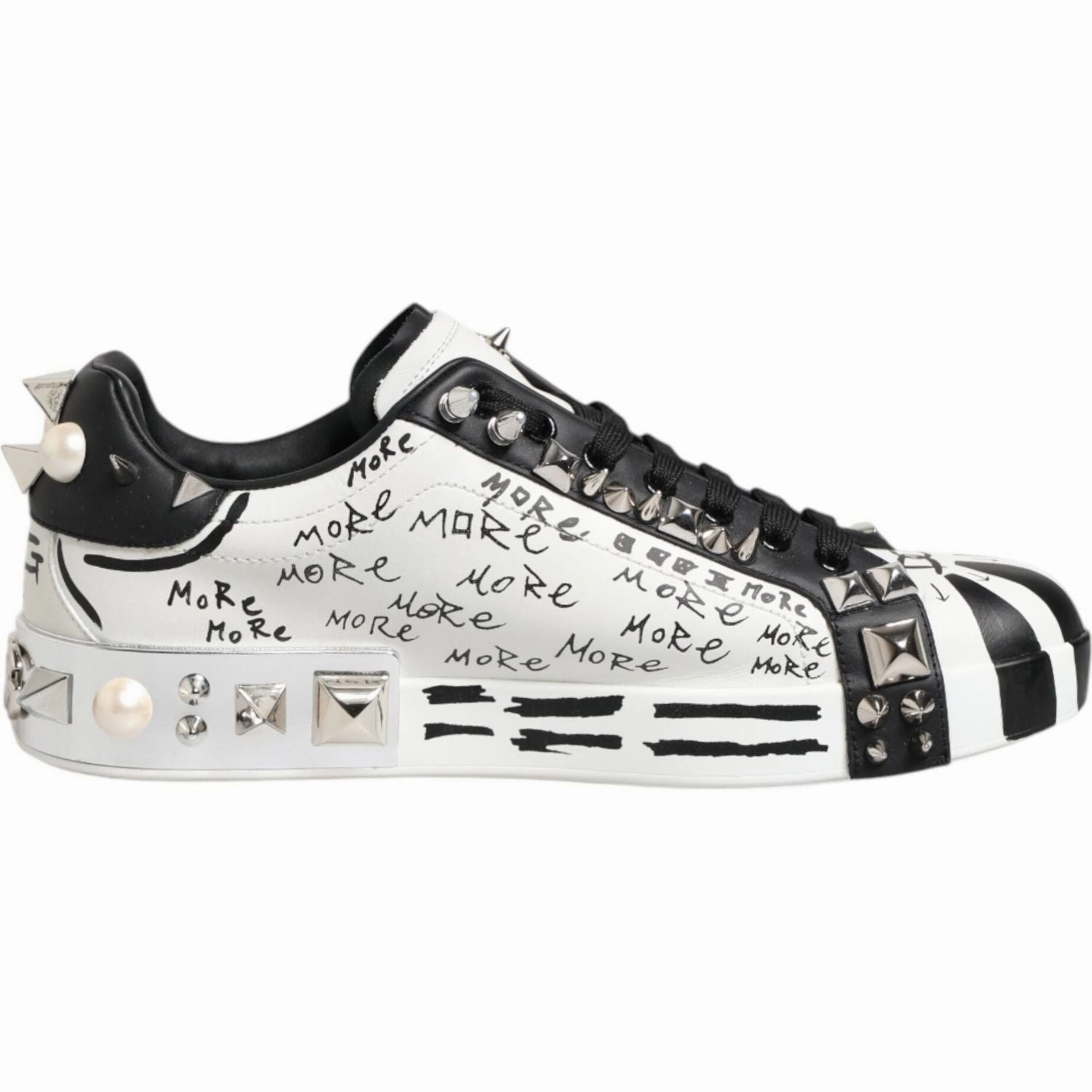 Dolce & Gabbana Black White Studded Low Top Sneakers Shoes Medicare And Silver Sneakers Program