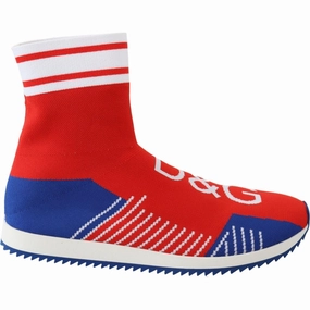 Mochi Shoes Casual Dolce & Gabbana Blue Red Sorrento Logo Sneakers Socks Shoes