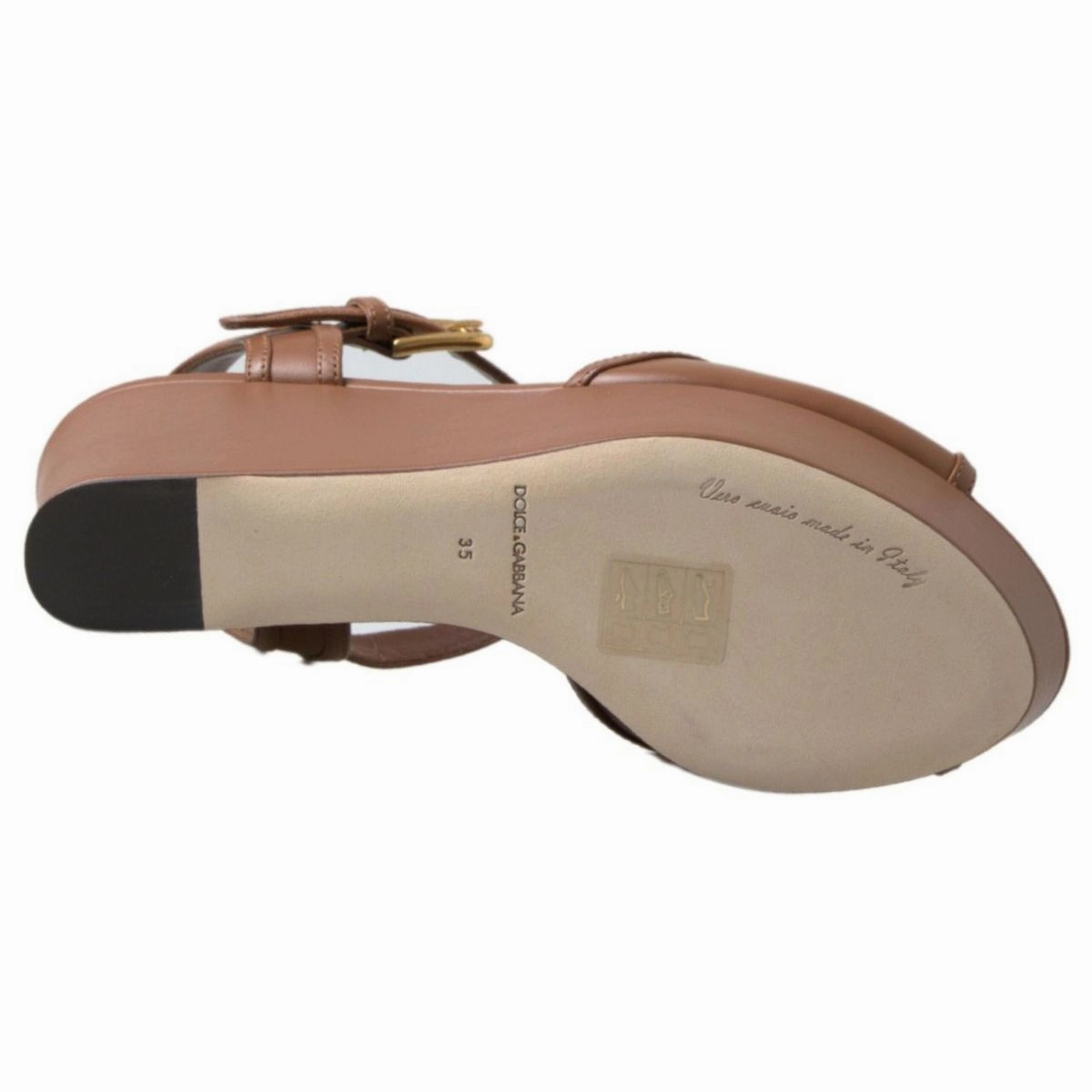 Dolce & Gabbana Brown Leather AMORE Wedges Sandals Shoes Brazil Sandals