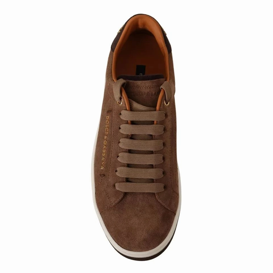 Dolce & Gabbana Brown Suede Logo Low Top Sneakers Men Shoes Pastry Sneakers Angela Simmons