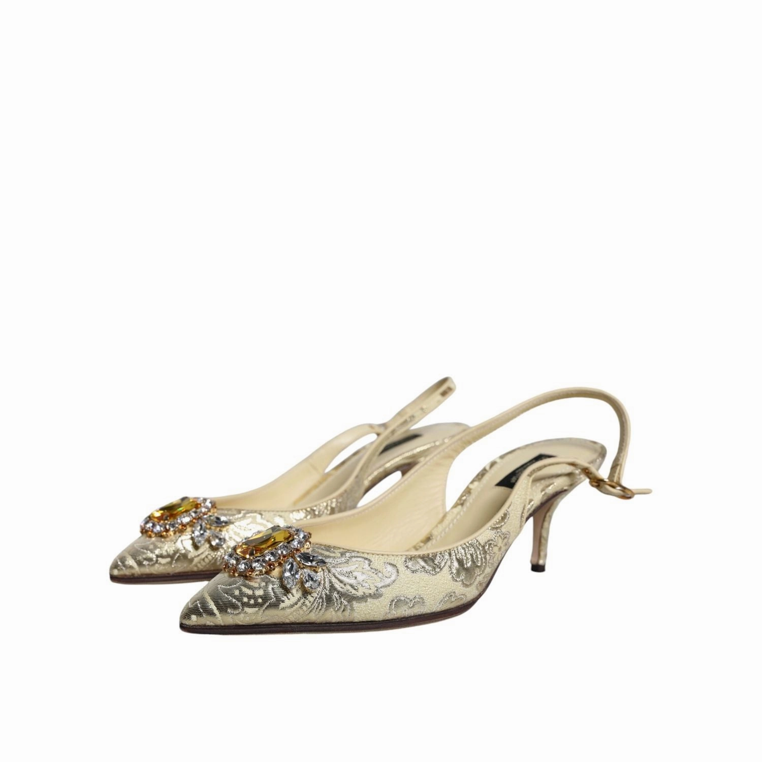 Thong Kitten Heel Sandals Dolce & Gabbana Gold Crystal Pumps Heels Slingbacks Shoes
