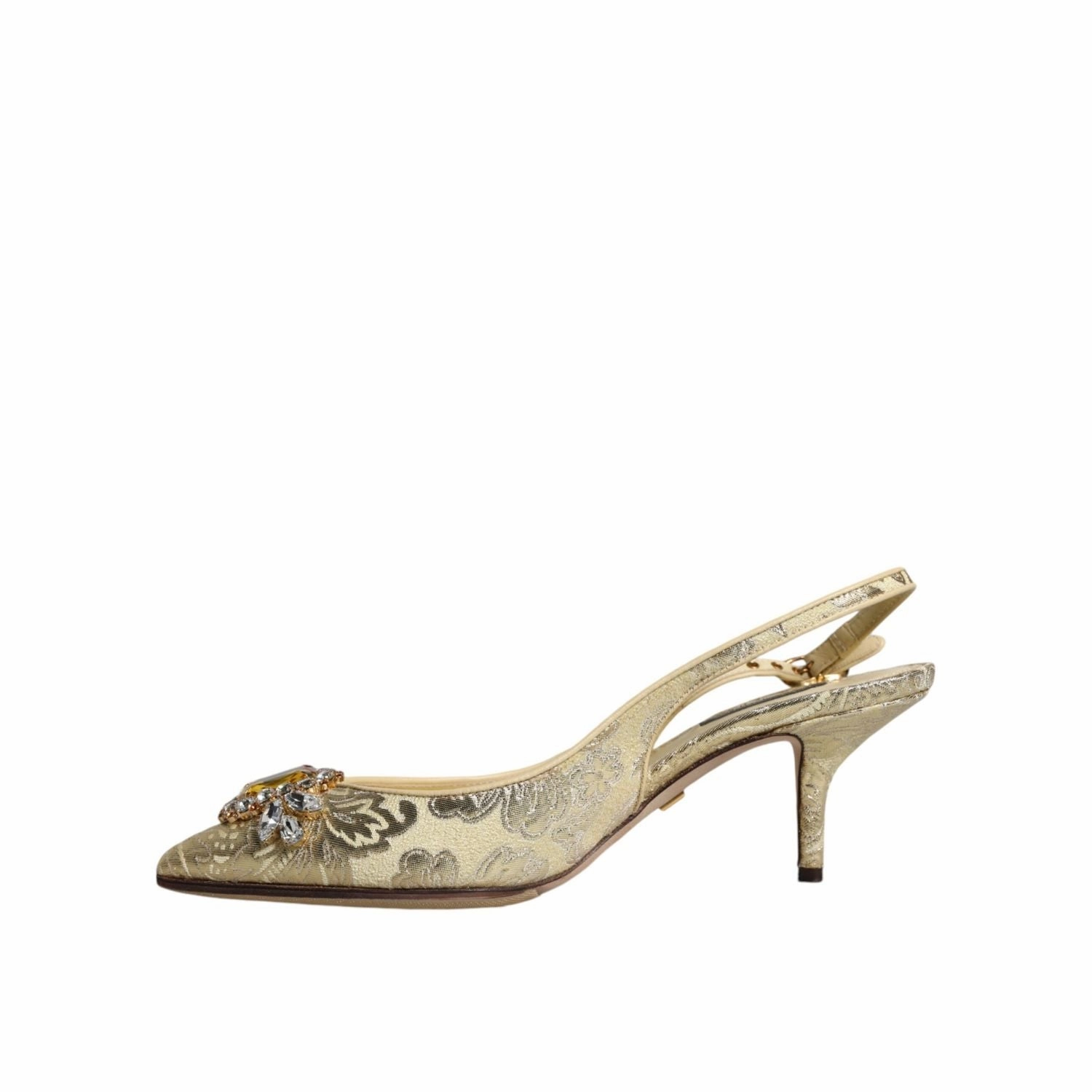 Sandals For Summer Dolce & Gabbana Gold Crystal Pumps Heels Slingbacks Shoes