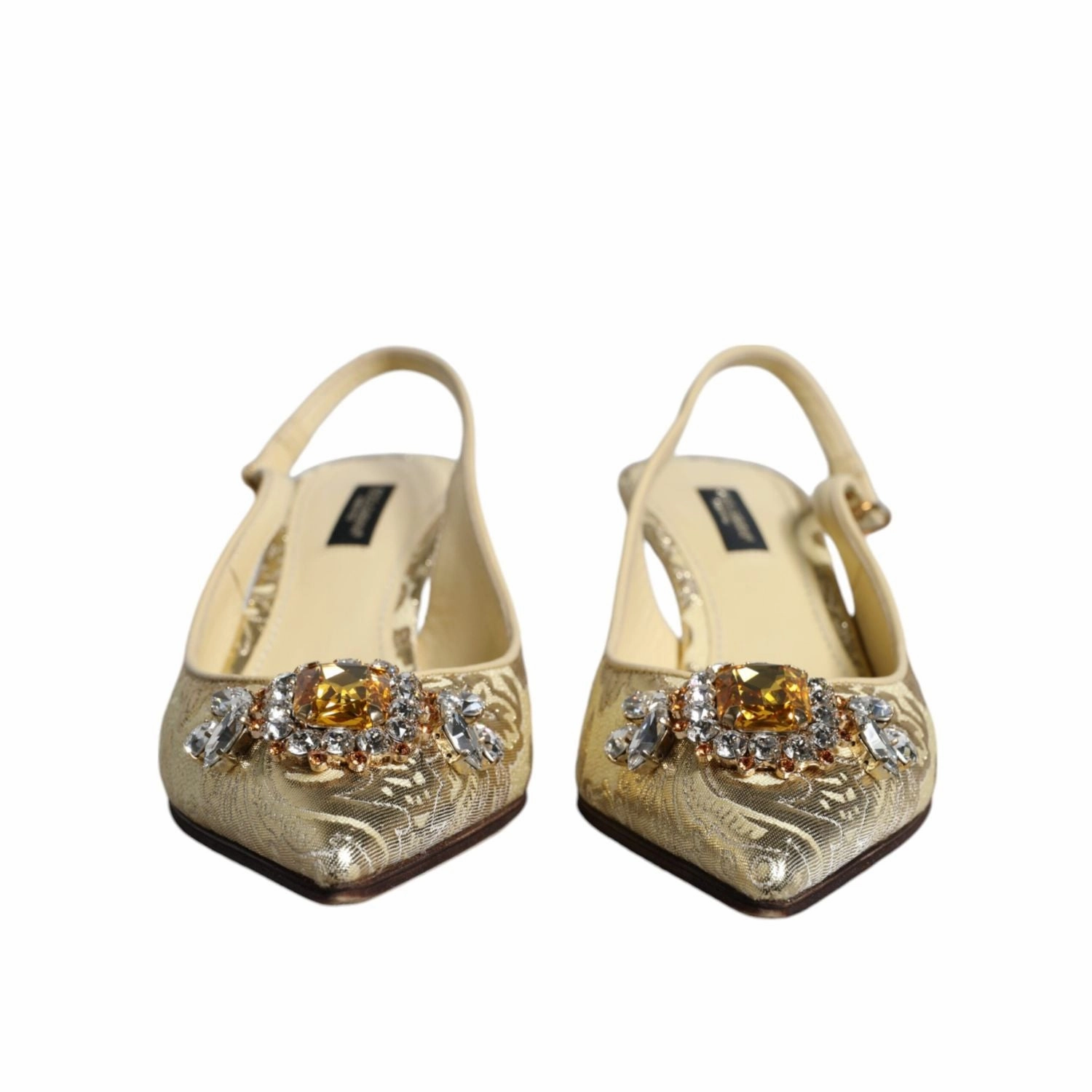 Dolce & Gabbana Gold Crystal Pumps Heels Slingbacks Shoes Sandals Most Comfortable