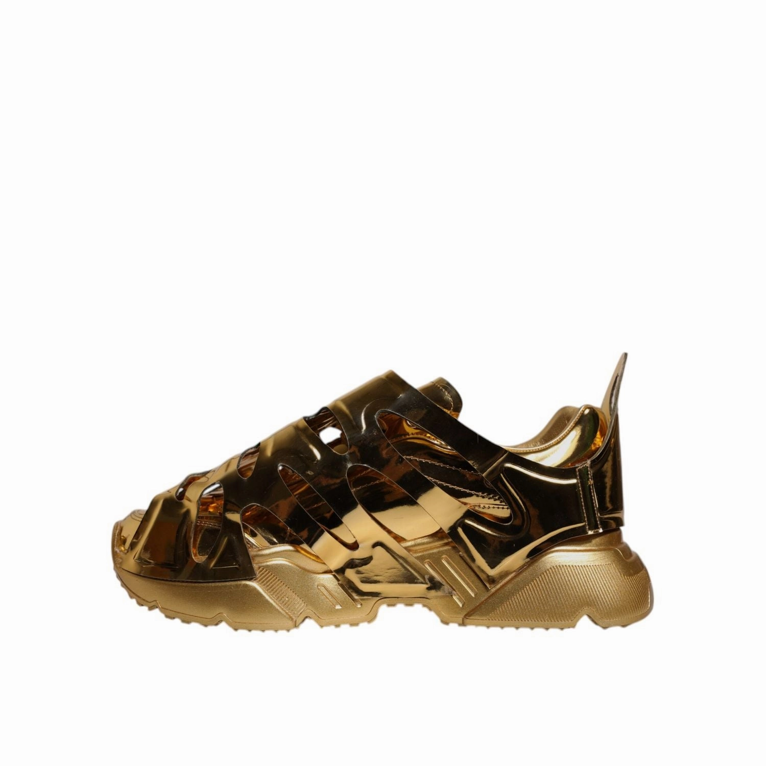 Dolce & Gabbana Gold Daymaster Leather Low Top Sneakers Shoes Shoe Strings For Sneakers
