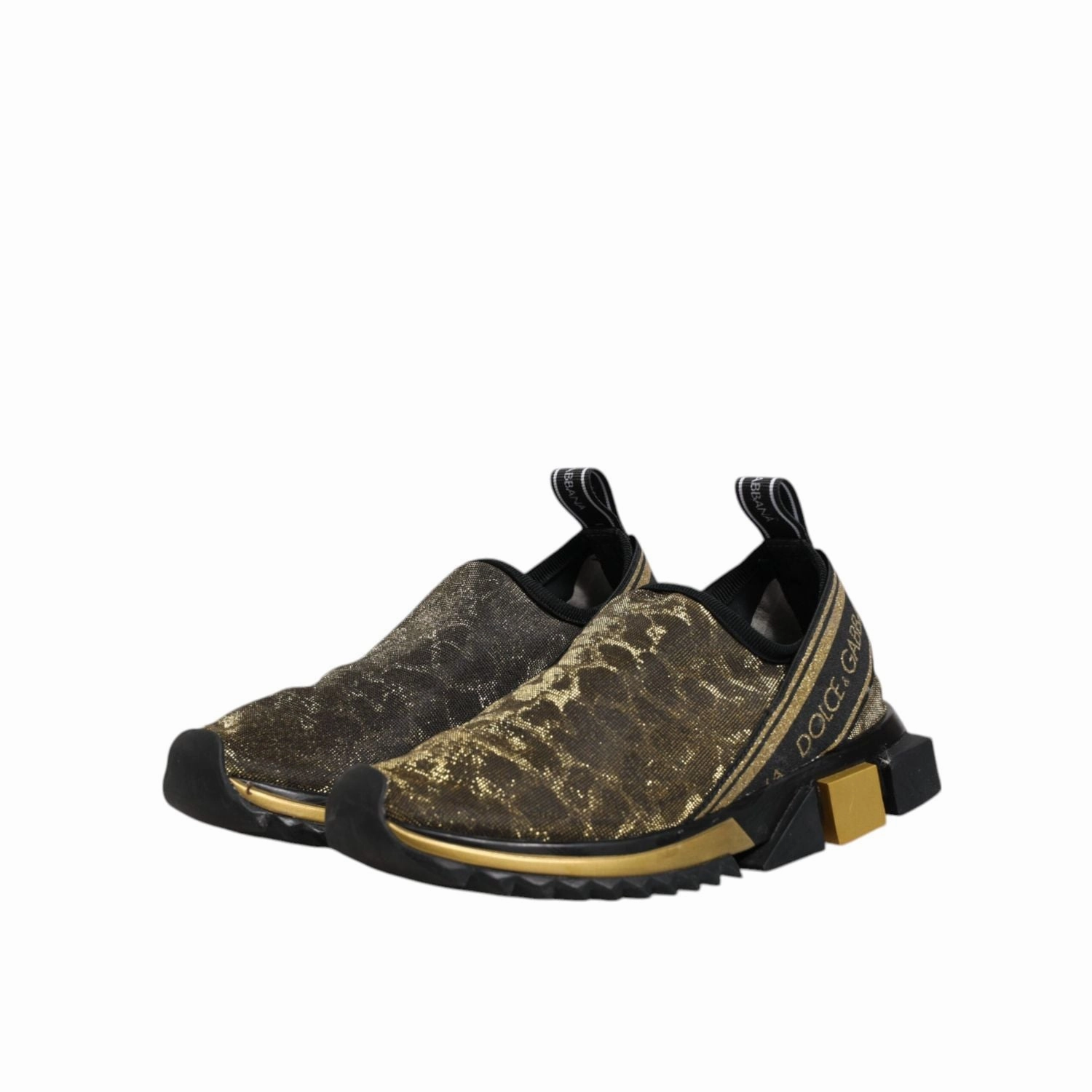 Dolce & Gabbana Gold Glitter Leopard Sorrento Sneakers Shoes Retail Sneakers