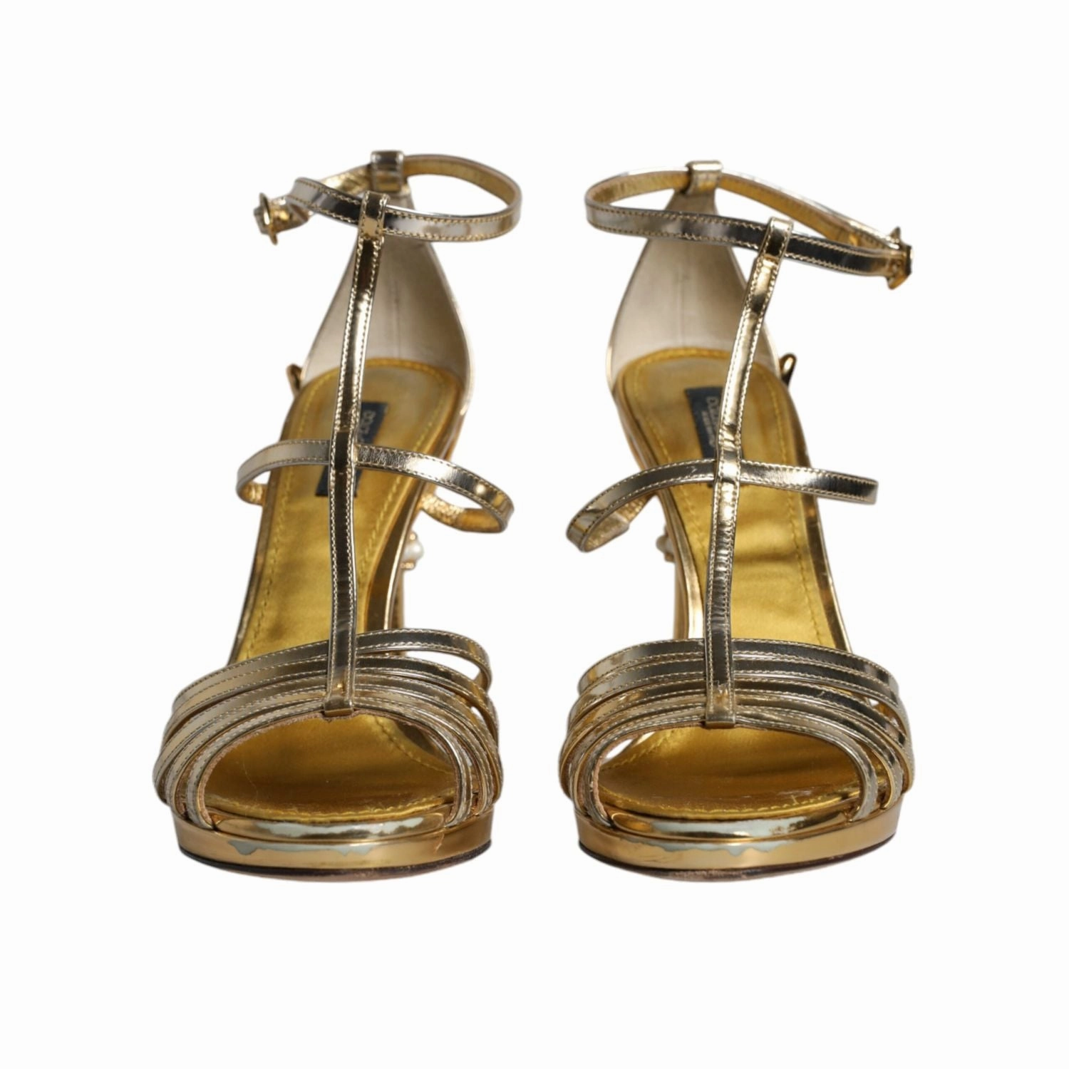 Dolce & Gabbana Gold Leather Baroque Heels Sandals Shoes Sandals Grande St Lucian Spa & Beach Resort