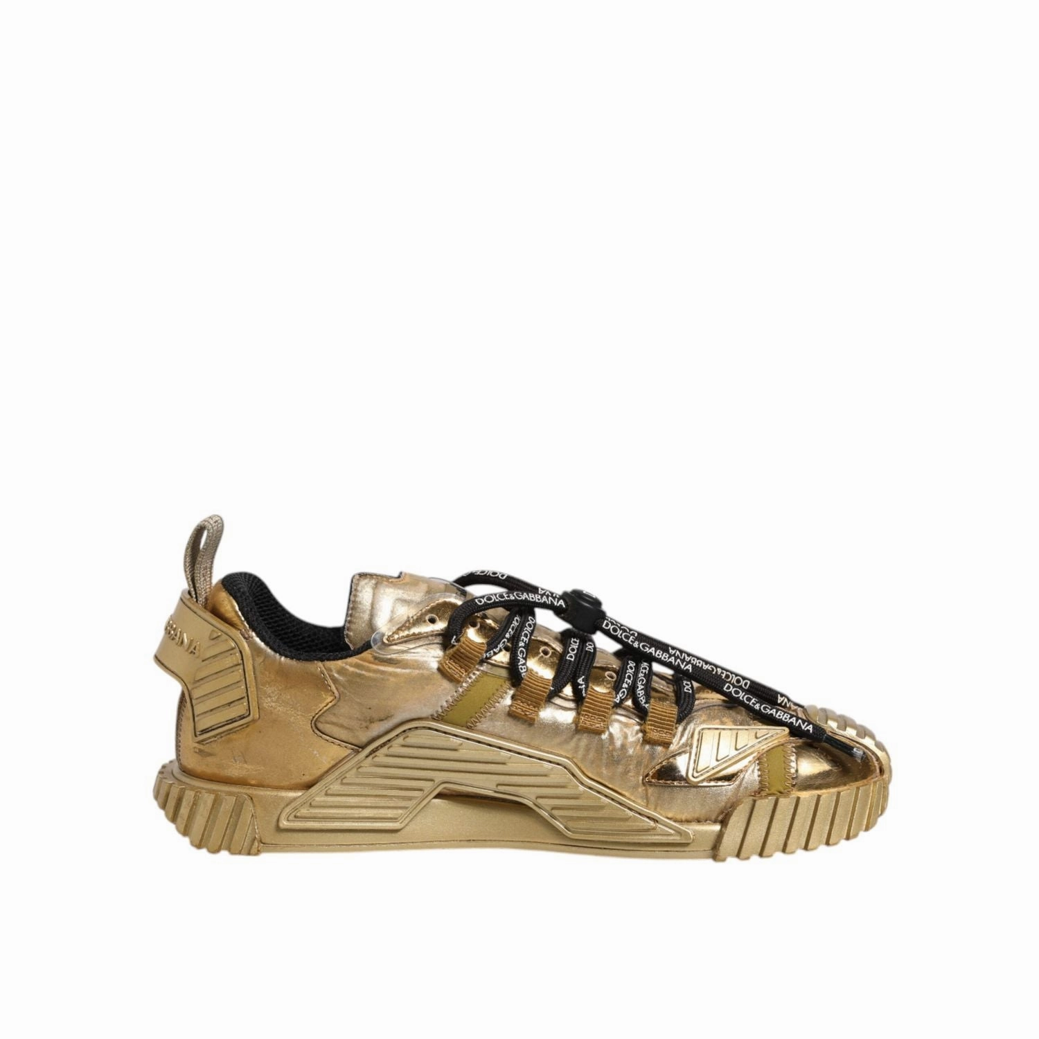 Dolce & Gabbana Gold Stretch Lace Up NS1 Sneakers Shoes Low Cut Sneakers