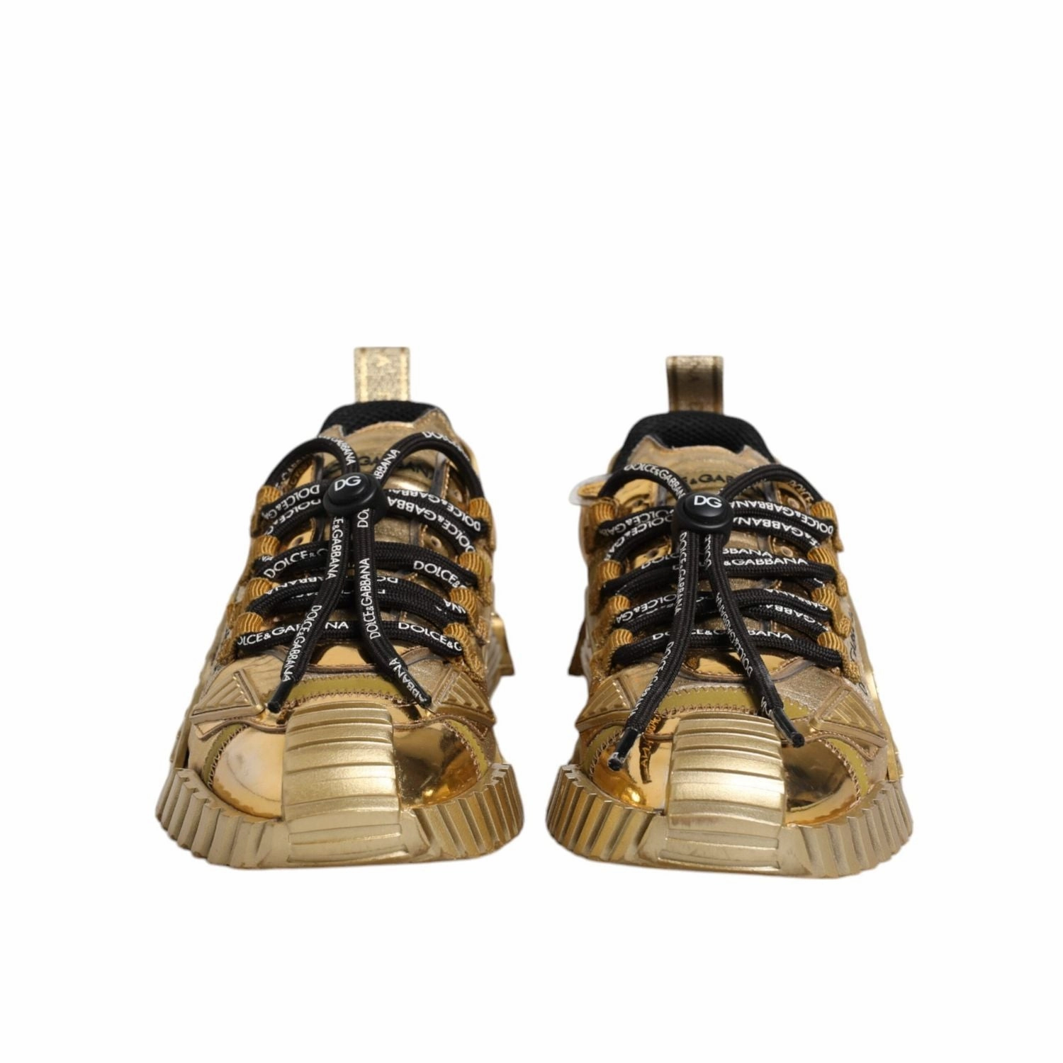 Domino Sneakers Dolce & Gabbana Gold Stretch Lace Up NS1 Sneakers Shoes
