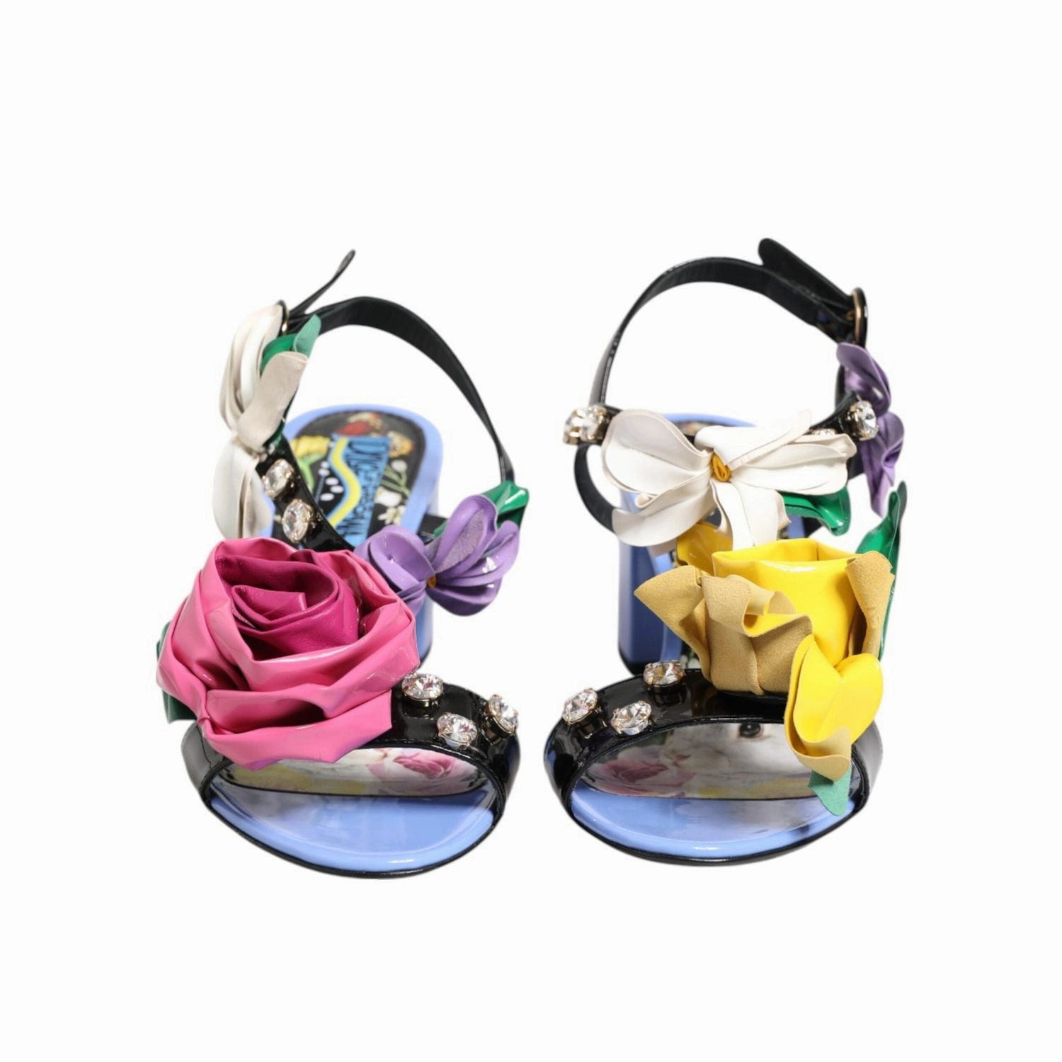 Dolce & Gabbana Multicolor Floral Appliqu Crystal Sandal Shoes Comfort Dress Sandals