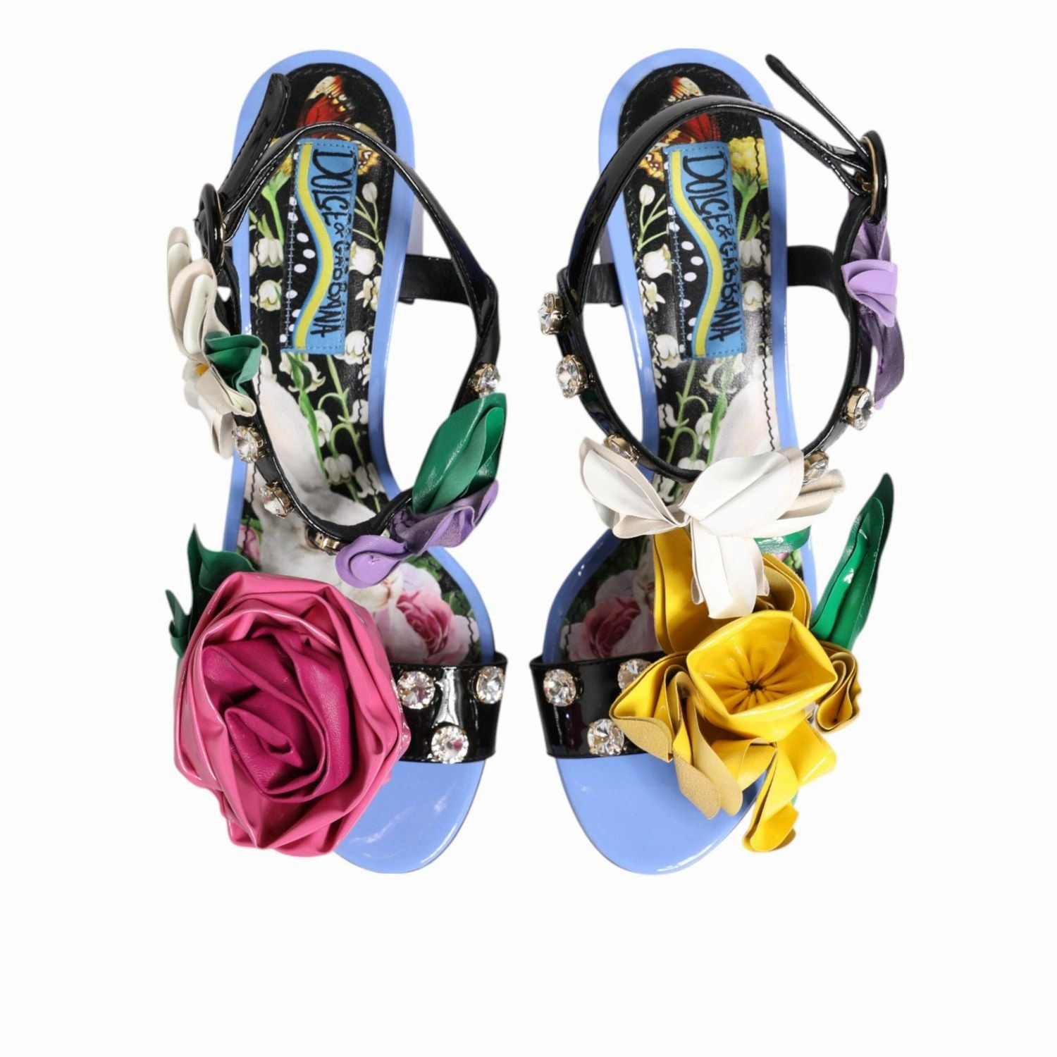 Dolce & Gabbana Multicolor Floral Appliqu Crystal Sandal Shoes Stride Rite Sandals