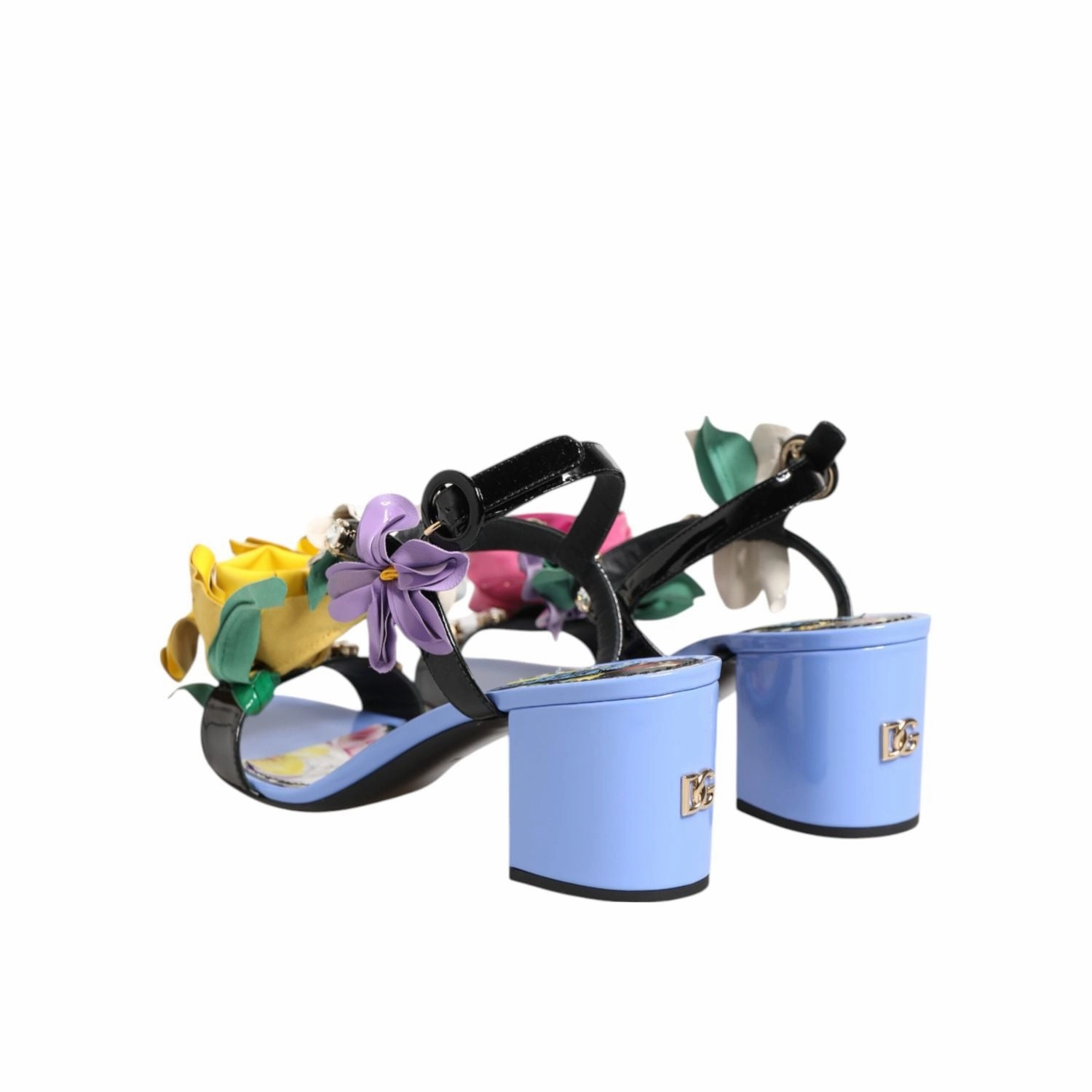 Dolce & Gabbana Multicolor Floral Appliqu Crystal Sandal Shoes Samurai Sandals