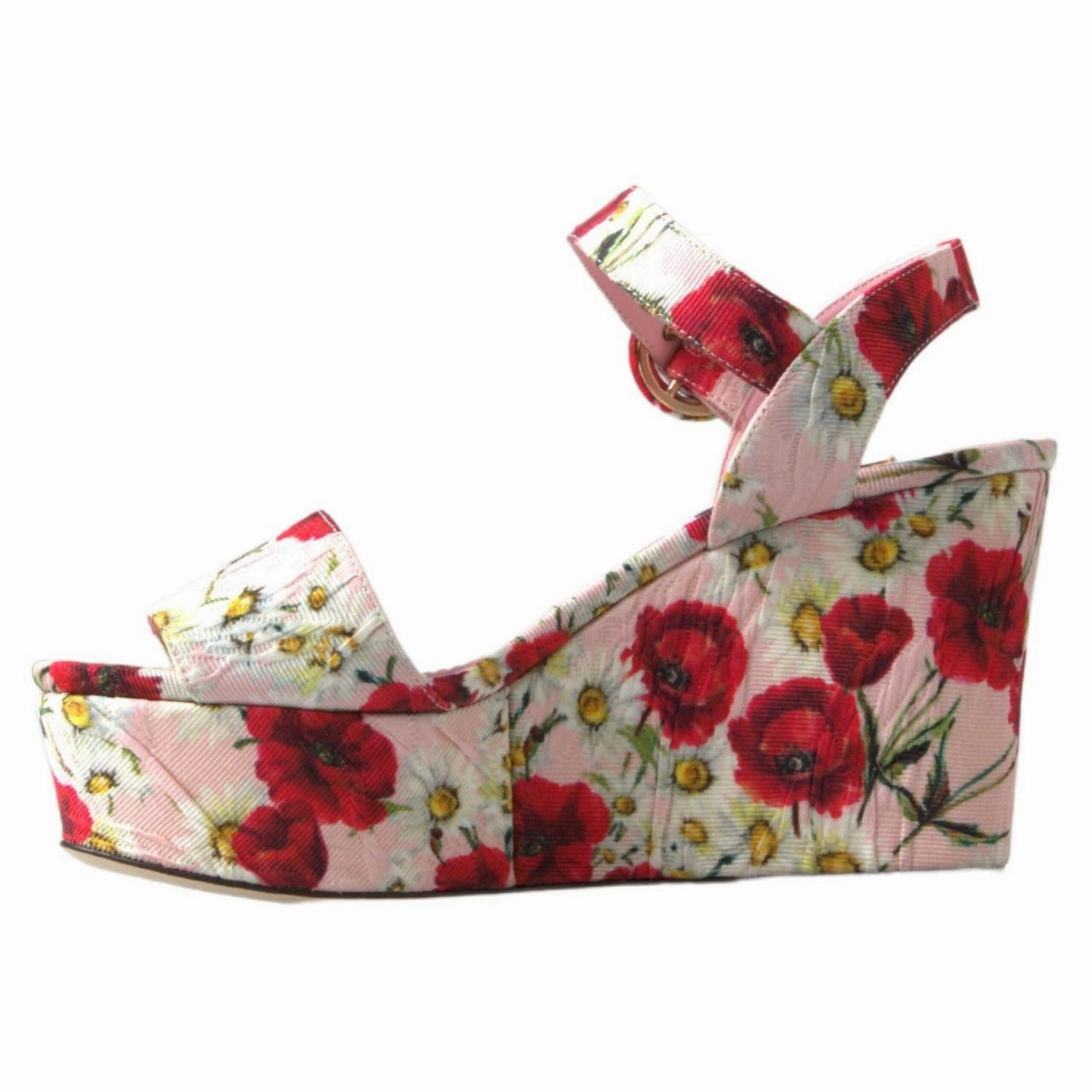 Dolce & Gabbana Multicolor floral print Wedges Floral Ankle Strap Sandals Leather Gladiator Sandals