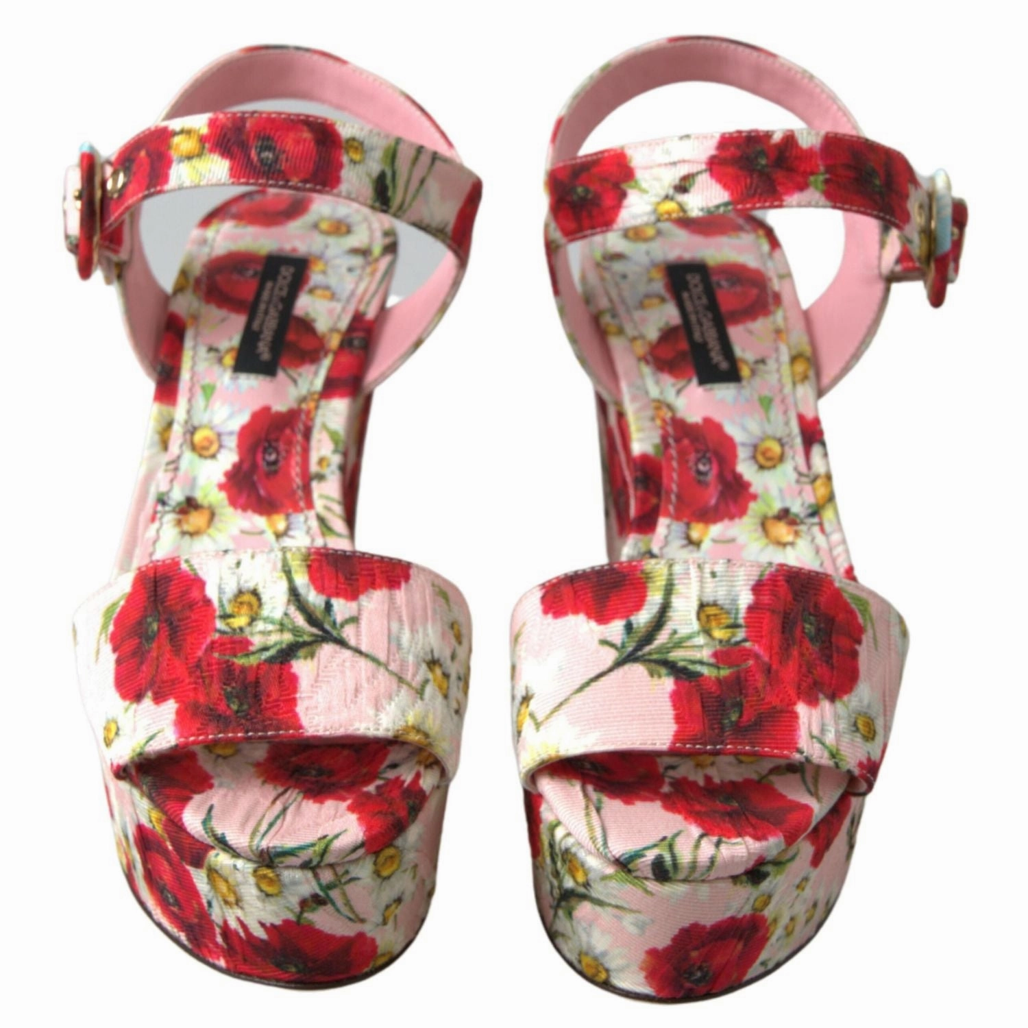 Dolce & Gabbana Multicolor floral print Wedges Floral Ankle Strap Sandals Arch Support Insoles For Sandals
