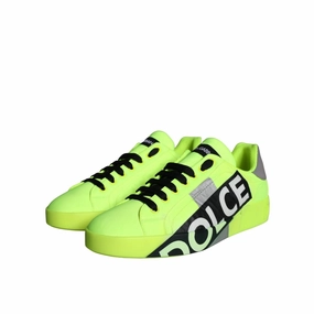 Dolce & Gabbana Neon Green Logo Tape Low Top Sneakers Shoes Forte Lounger Sneakers
