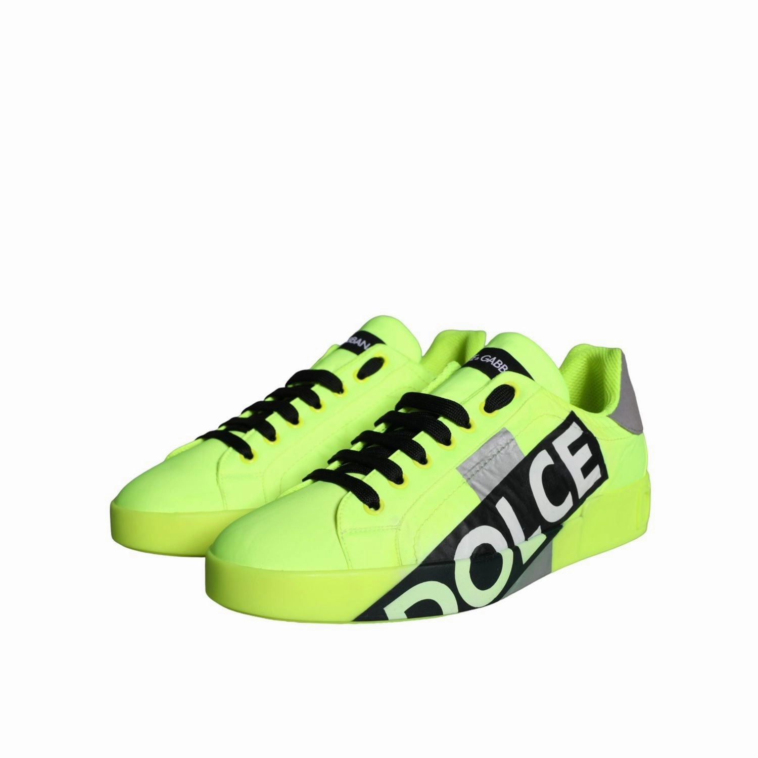 Dolce & Gabbana Neon Green Logo Tape Low Top Sneakers Shoes Hands Free Sneakers