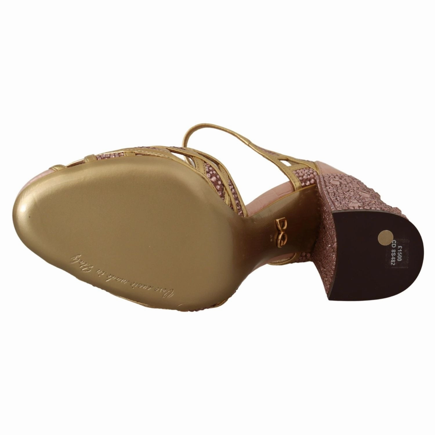 Sandals For Walking All Day Dolce & Gabbana Pink Gold Leather Crystal Pumps T-strap Shoes