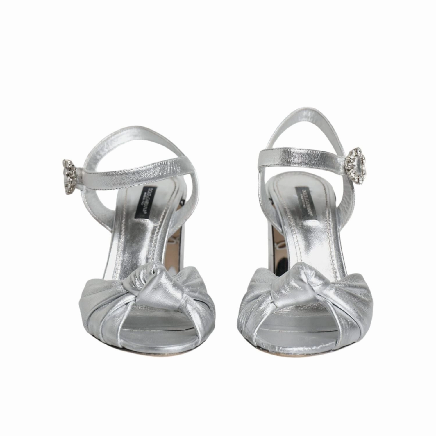 Dolce & Gabbana Silver Mirror Heels KEIRA Sandals Shoes Tie Up Sandals Heels