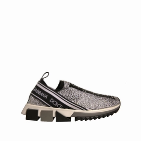 Dolce & Gabbana Silver Rhinestones Sorrento Sneakers Shoes Self Tying Sneakers