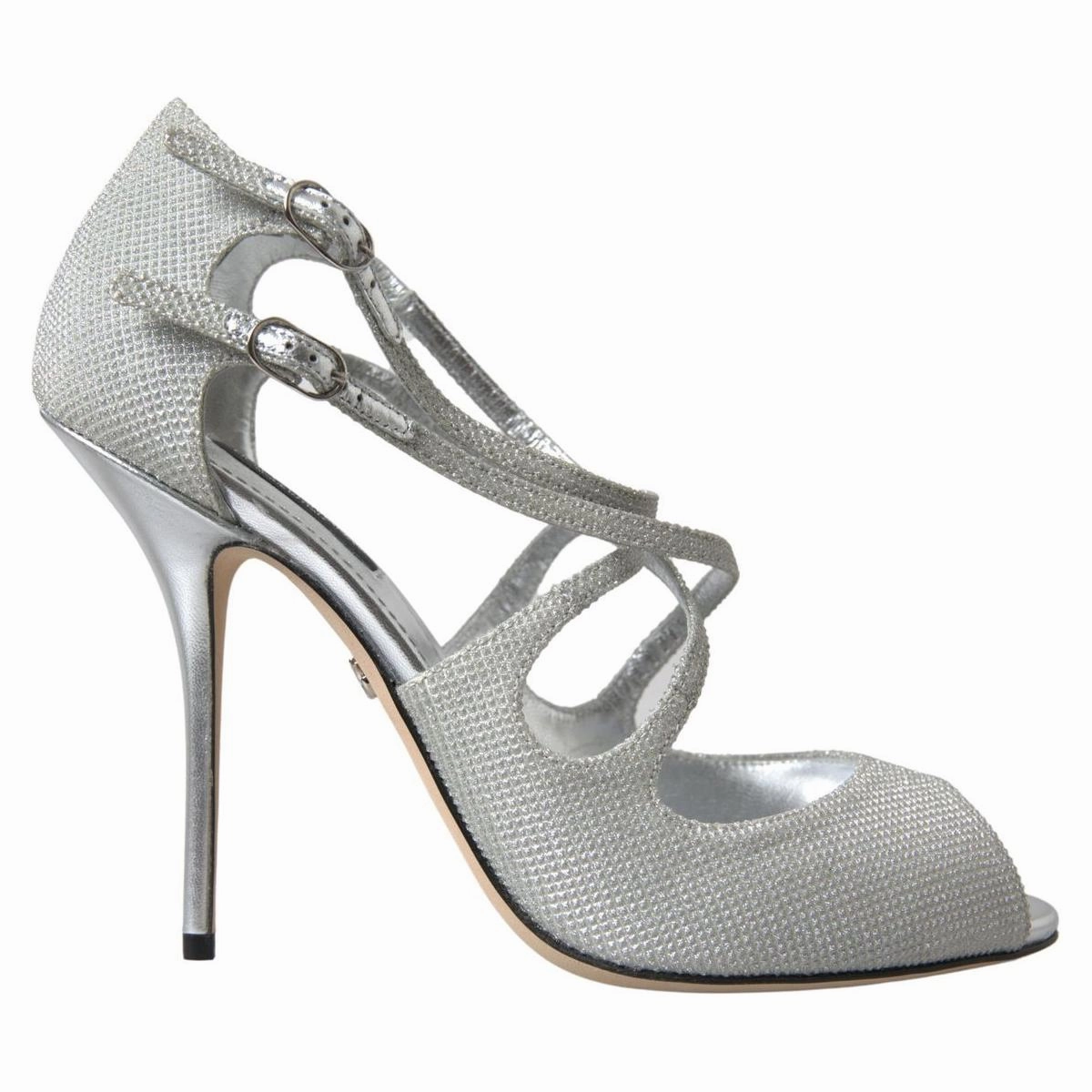 Elastic Strap Sandals Dolce & Gabbana Silver Shimmers Sandals Heel Pumps Shoes