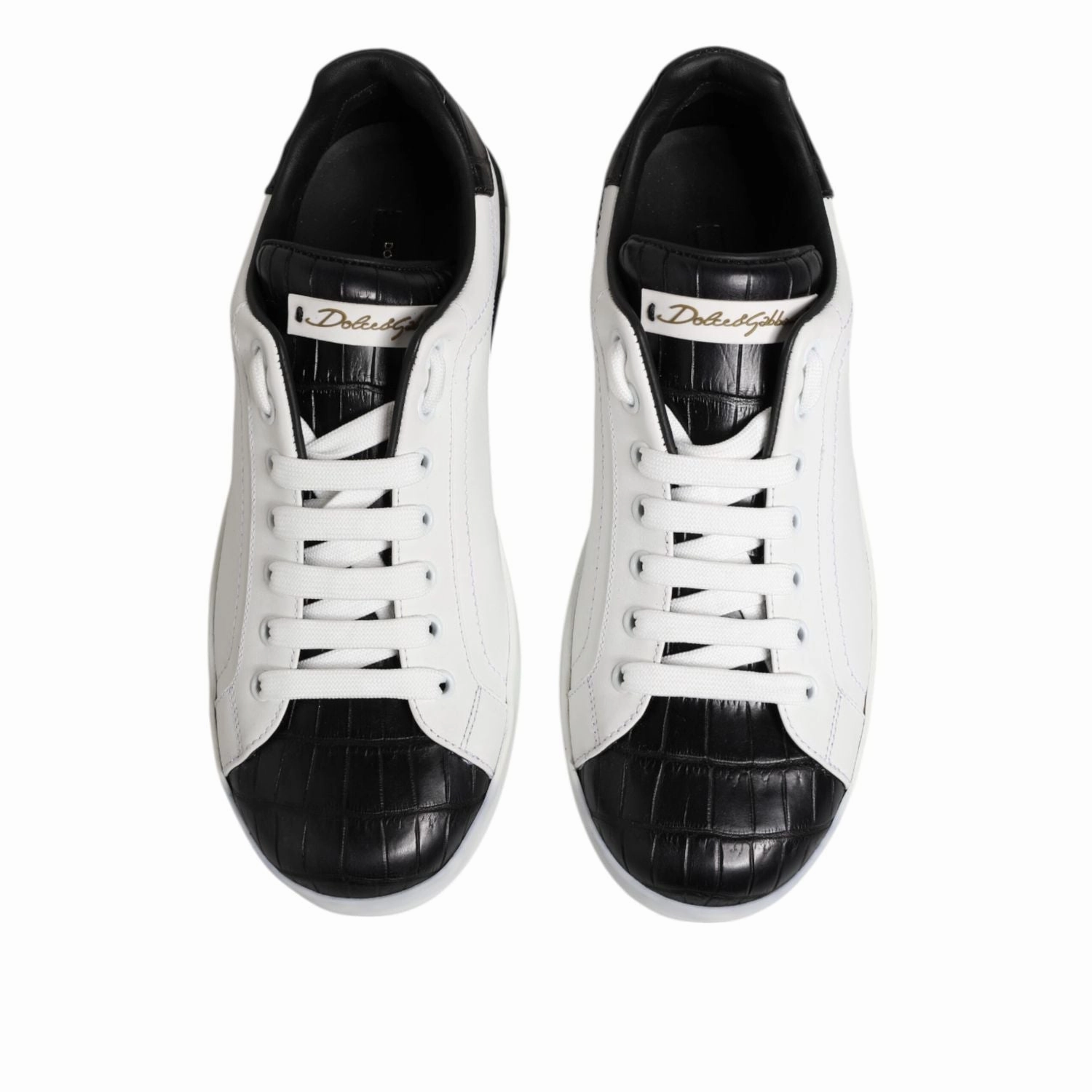 Sneakers Starter Dolce & Gabbana White Black Leather Portofino Sneaker Shoes