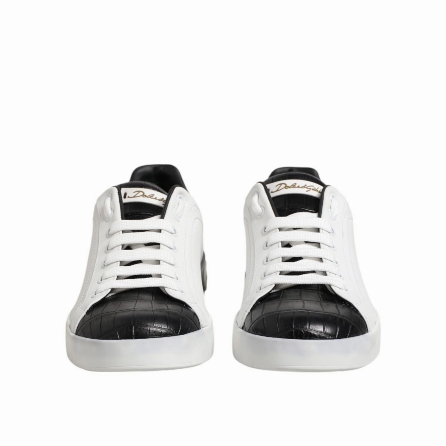 Omni Cheer Sneakers Dolce & Gabbana White Black Leather Portofino Sneaker Shoes