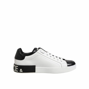 Dolce & Gabbana White Black Leather Portofino Sneaker Shoes Sneakers To Wear With Dress Pants