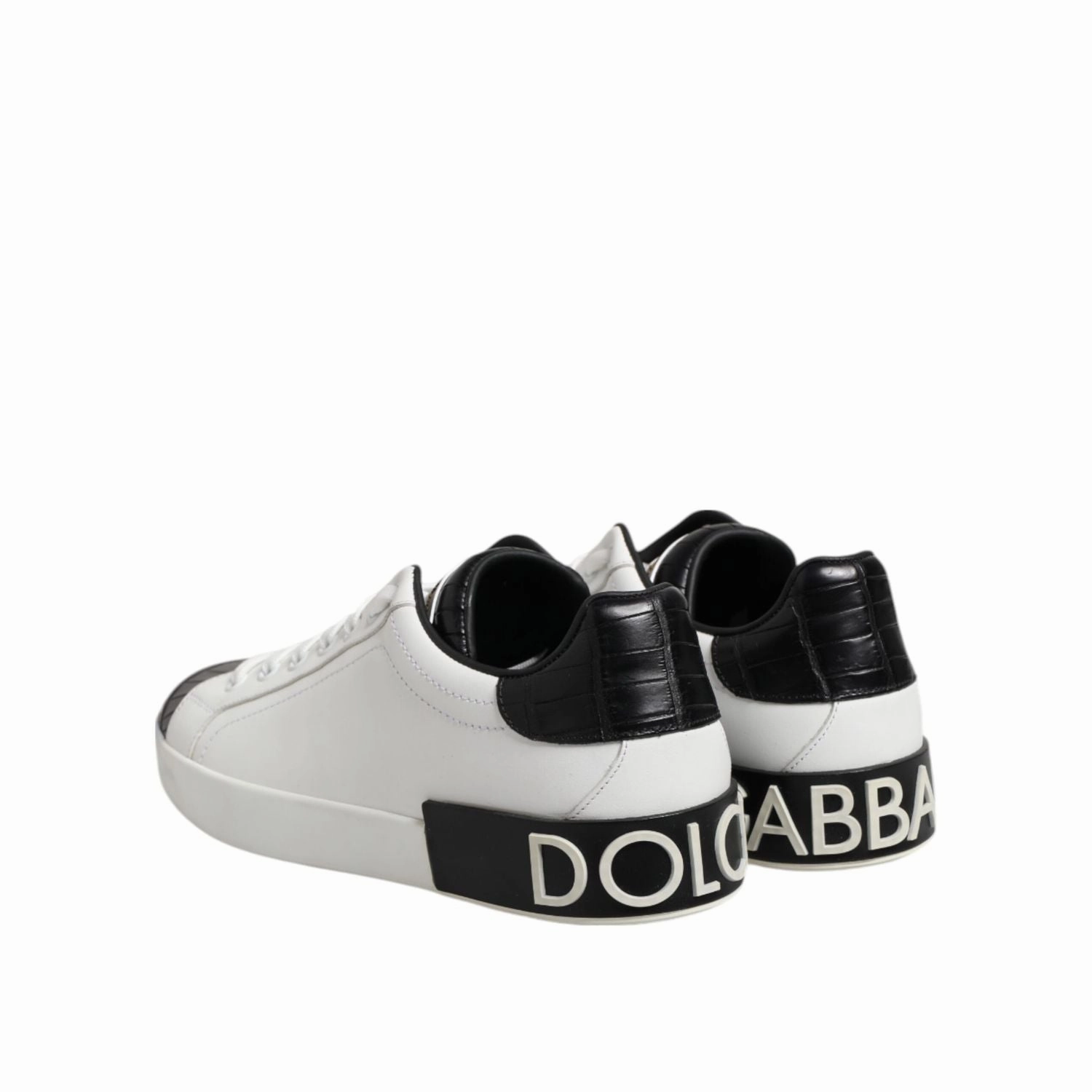 Dolce & Gabbana White Black Leather Portofino Sneaker Shoes Sneakers Knee Pain