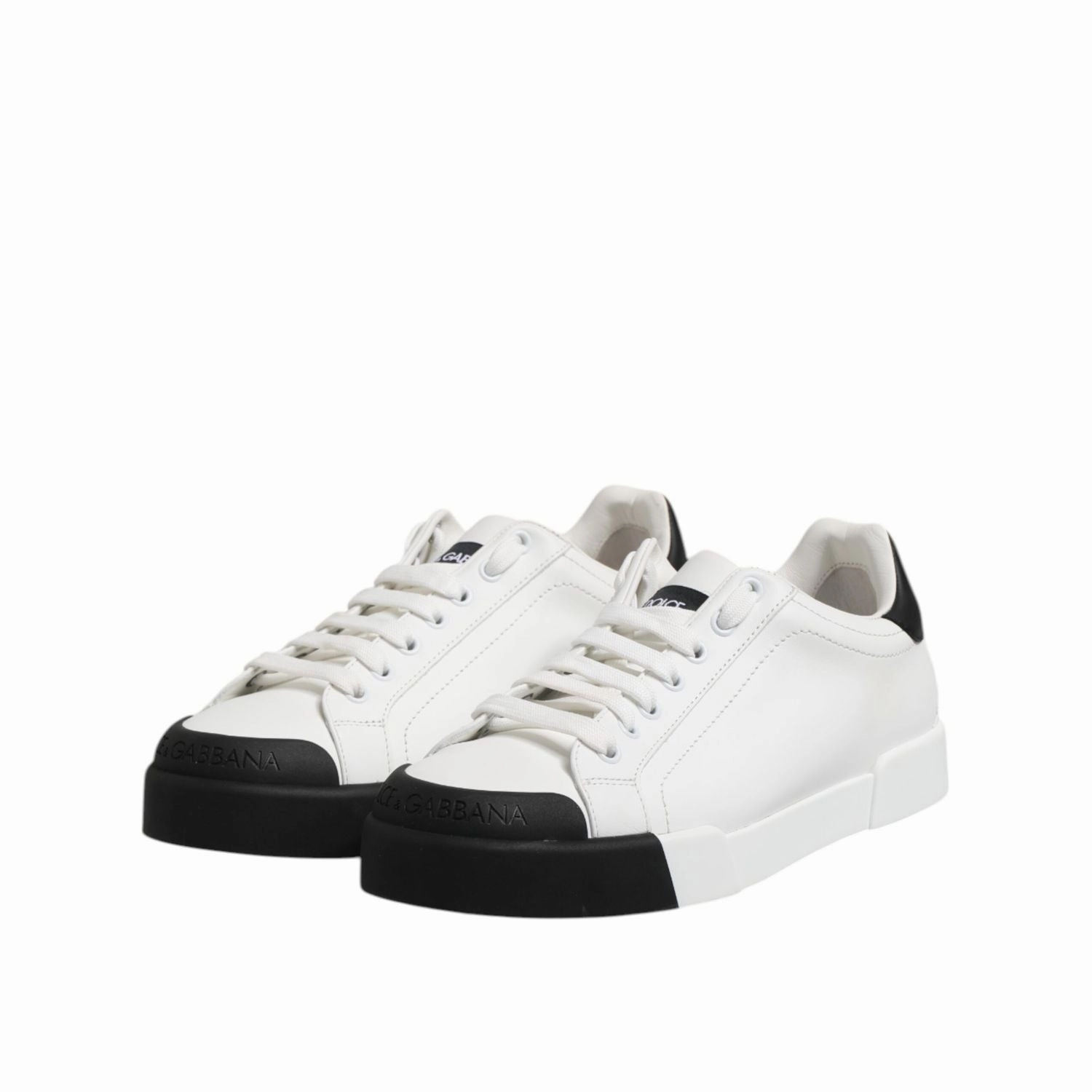 Etnies Sneakers Dolce & Gabbana White Black Logo Leather Lace Up Sneakers Shoes