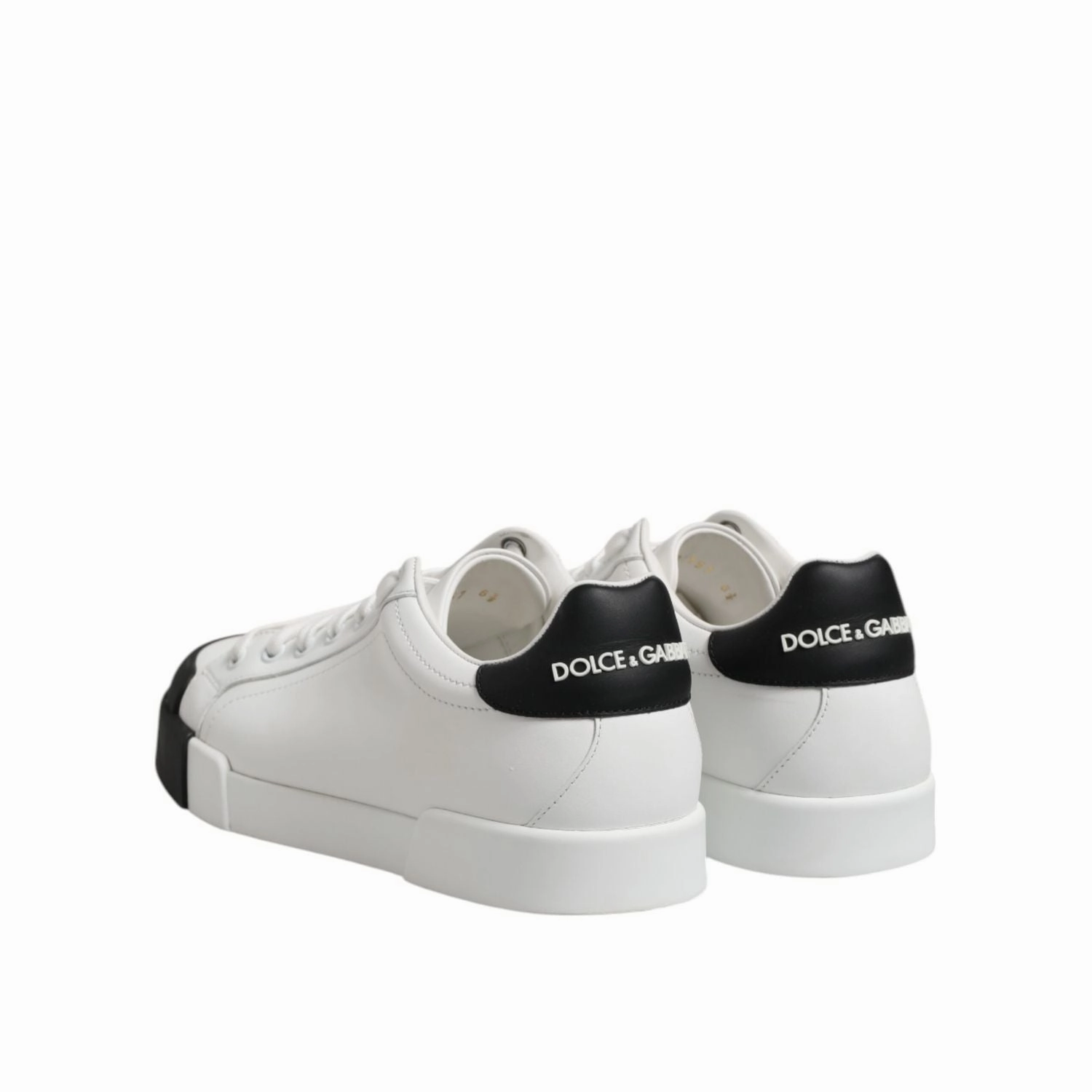 Dolce & Gabbana White Black Logo Leather Lace Up Sneakers Shoes Rag Bone Sneakers