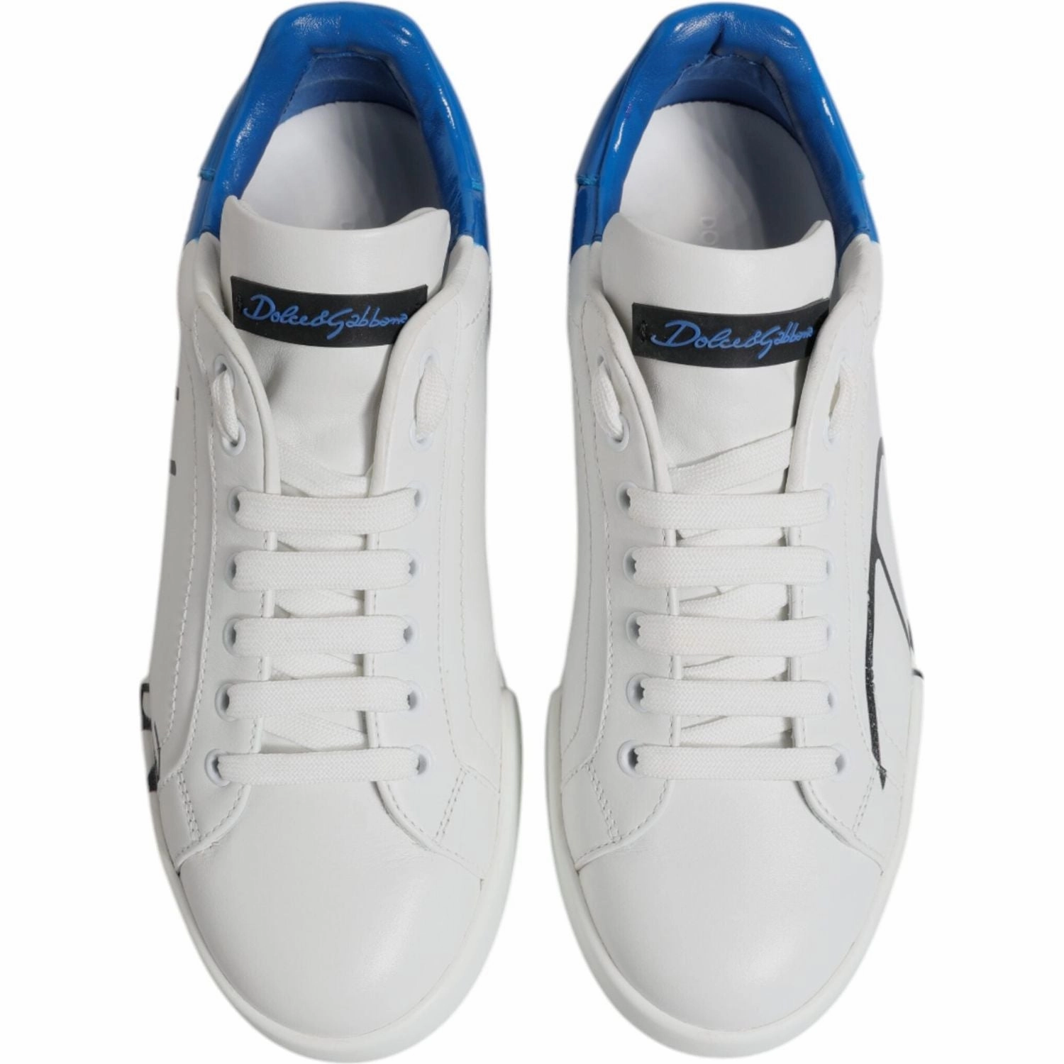 Business Casual Outfits With Tennis Shoes Dolce & Gabbana White Blue Leather Logo Low Top Sneakers Shoes