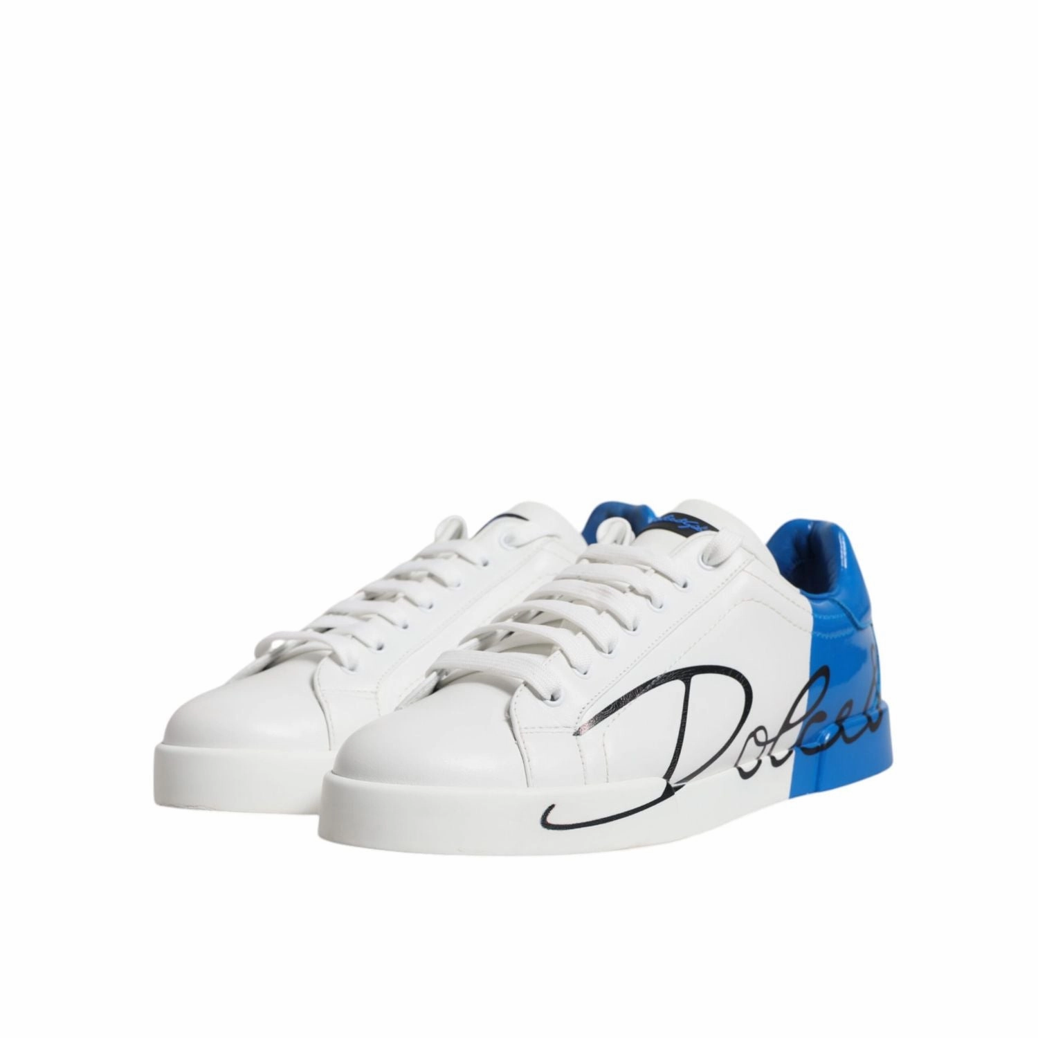New Look Casual Shoes Dolce & Gabbana White Blue Portofino Leather Sneakers Shoes