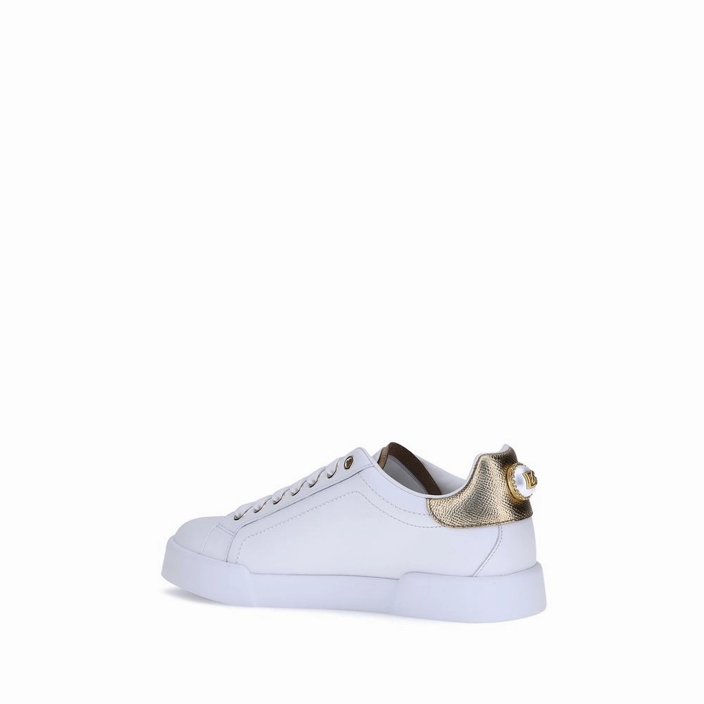 Silver Sneakers Classes Dolce & Gabbana White Calf Leather Bos Taurus Low Top Sneakers