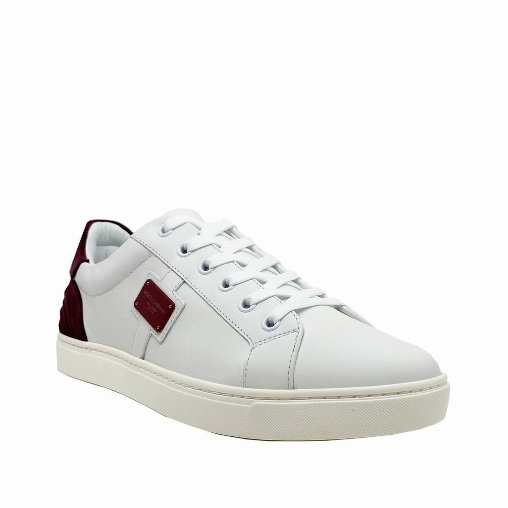 Dolce & Gabbana White Calfskin Low Top Sneakers Weight Training Sneakers