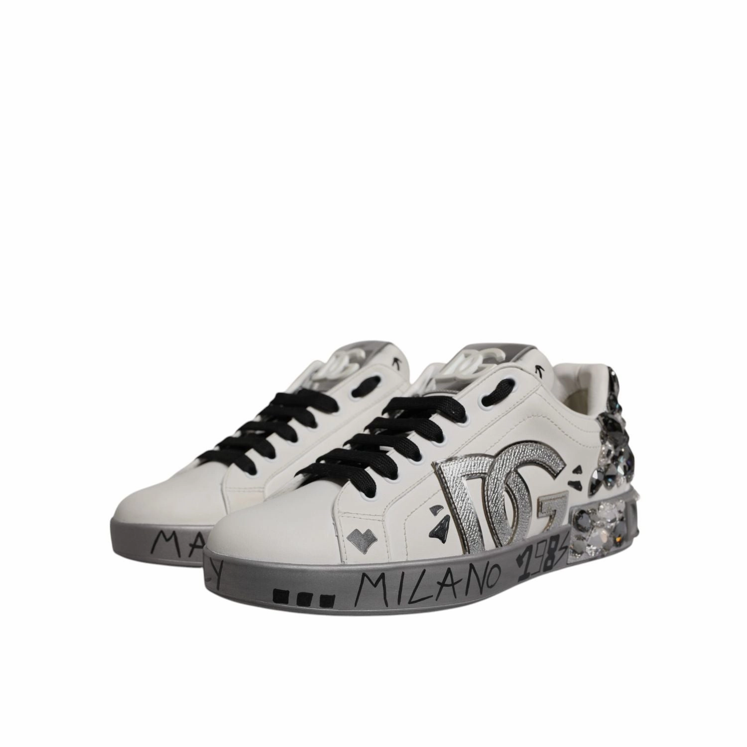 Sneakers Las Vegas Dolce & Gabbana White Crystal Logo Portofino Sneakers Shoes