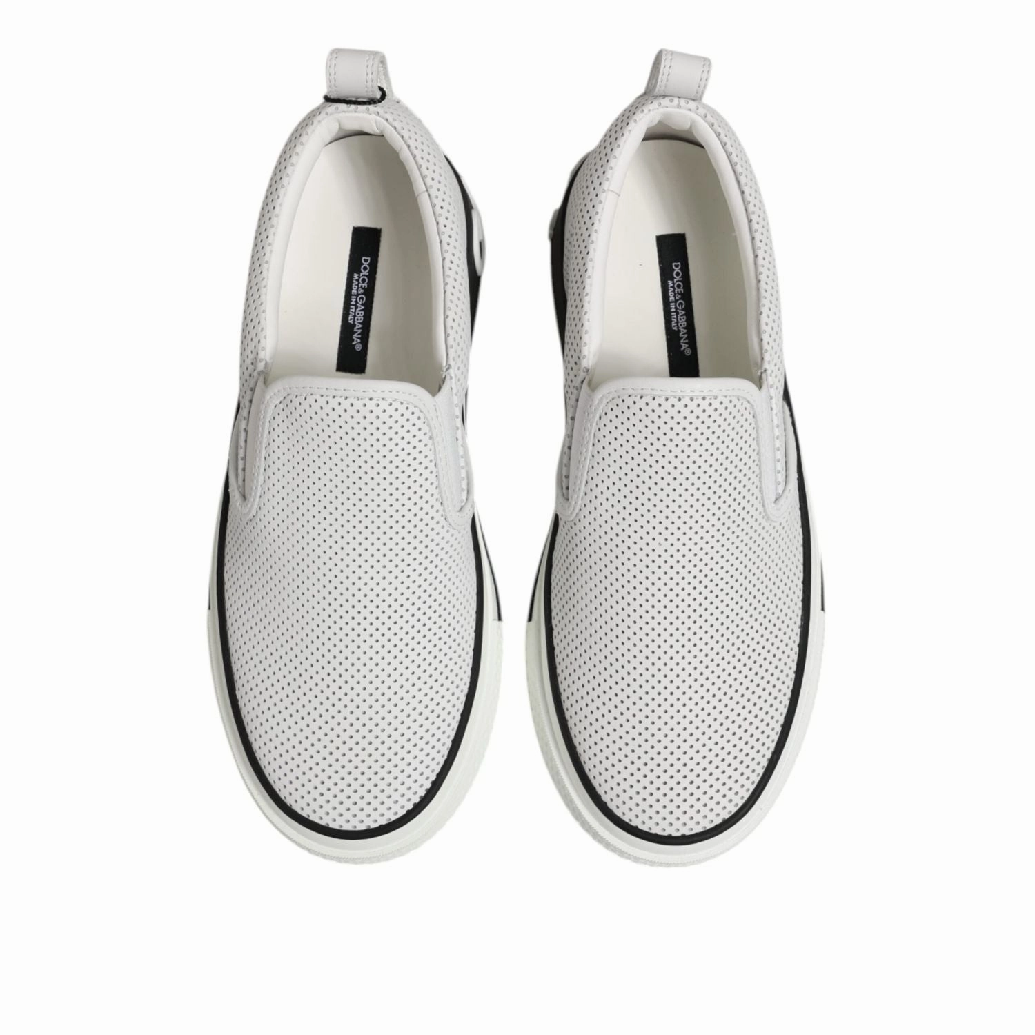 Dolce & Gabbana White Dotted Leather Slip On Men Sneakers Shoes Sneakers To Play Tennis