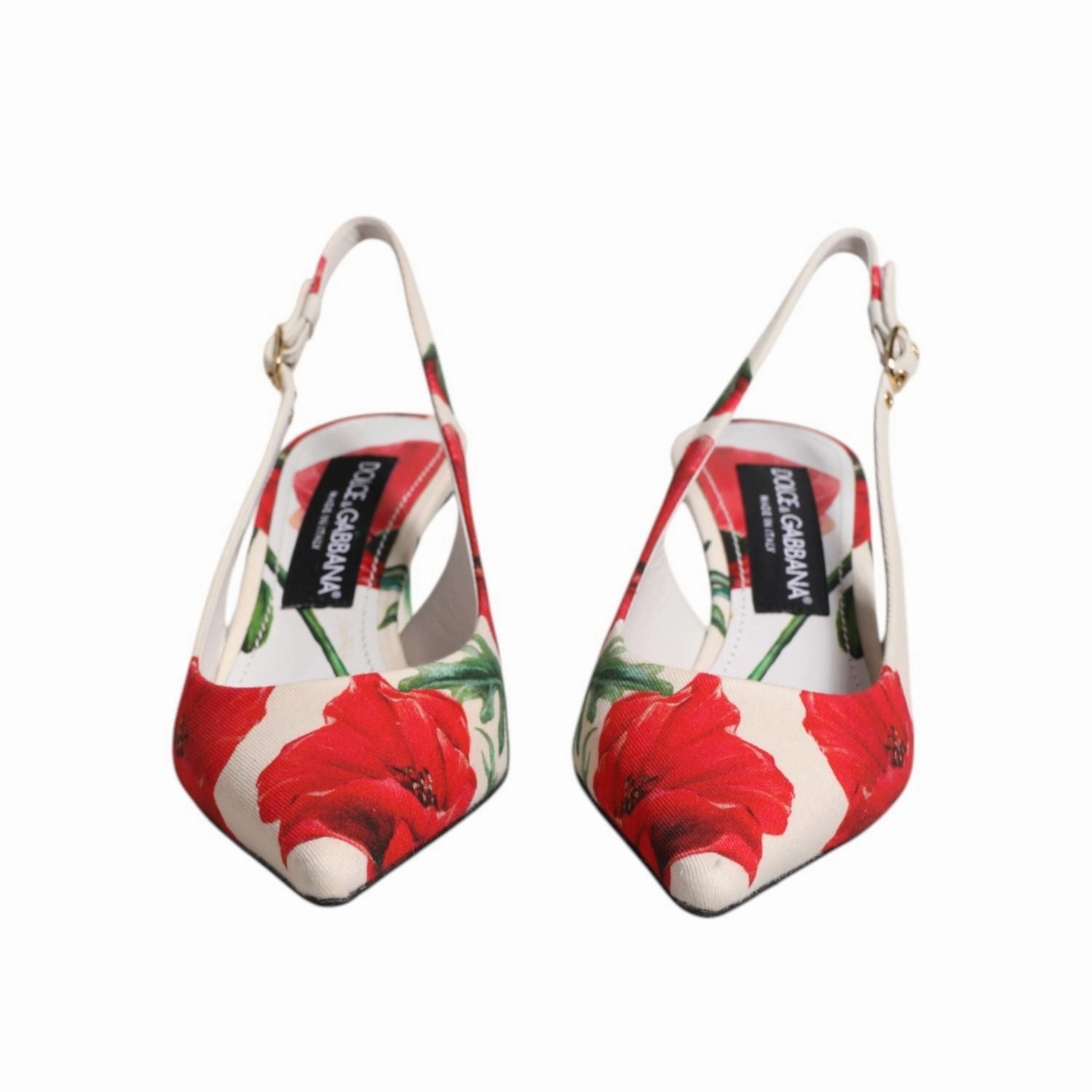 Platform Block Heel Sandals Dolce & Gabbana White Floral Heels Slingback Sandals Shoes