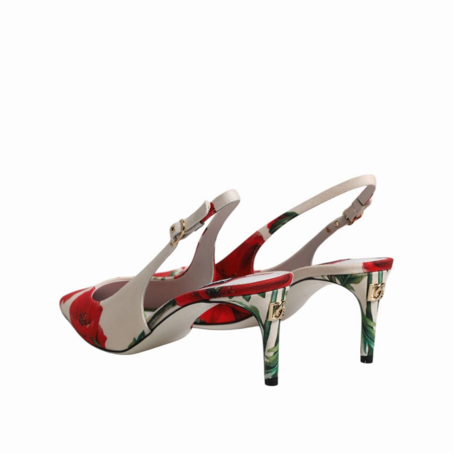 Sandals Rubber Dolce & Gabbana White Floral Heels Slingback Sandals Shoes