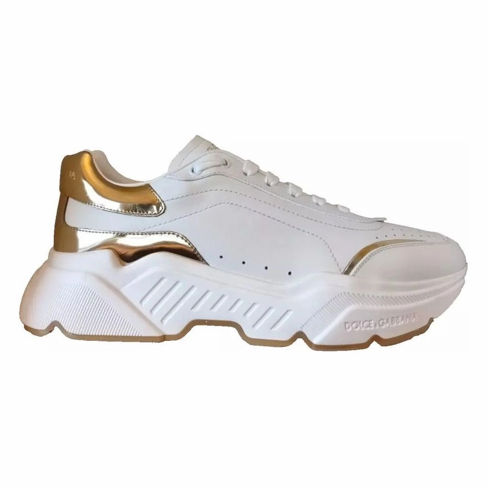Prada Shoes Sneakers Dolce & Gabbana White Gold DAYMASTER Leather Sneakers Men Shoes