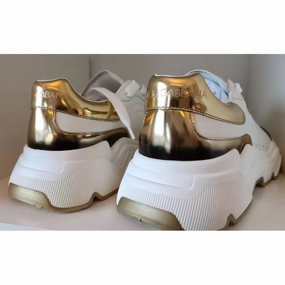 Jcrew Sneakers Dolce & Gabbana White Gold DAYMASTER Leather Sneakers Men Shoes