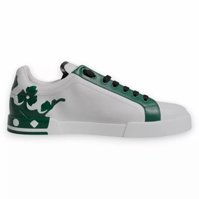 Dolce & Gabbana White Green Leather Crown Milano Sneakers Shoes Curves Sneakers
