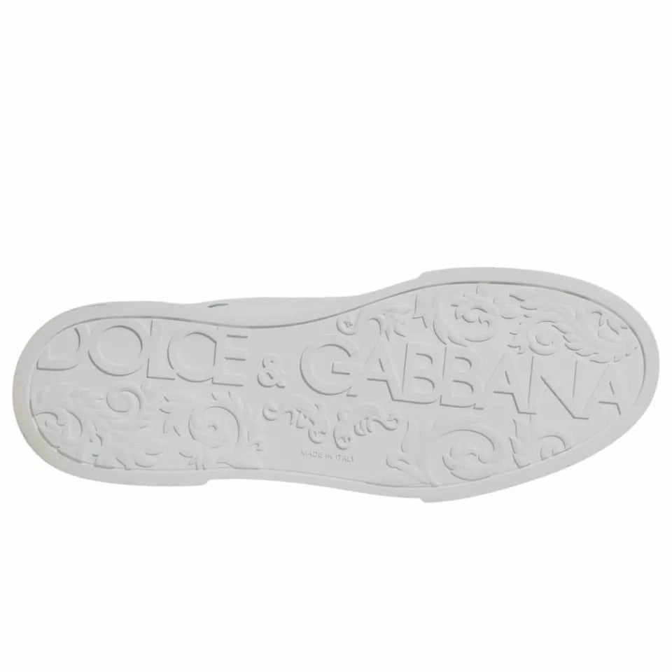 Leather Sneakers Shoes Dolce & Gabbana White Green Leather Crown Milano Sneakers Shoes