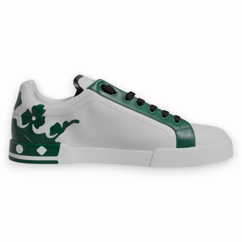 Dolce & Gabbana White Green Leather Crown Milano Sneakers Shoes Walking In Sneakers