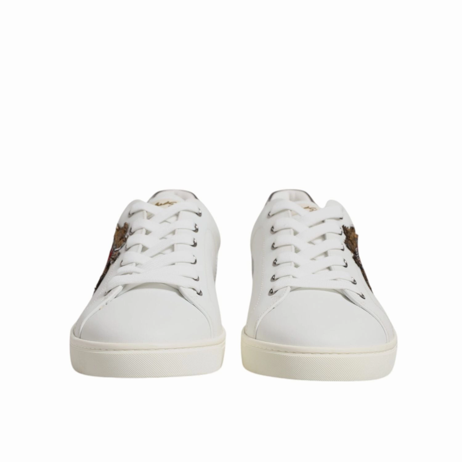 Dolce & Gabbana White Leather Heart Embellished Sneakers Shoes Wallpaper Sneakers