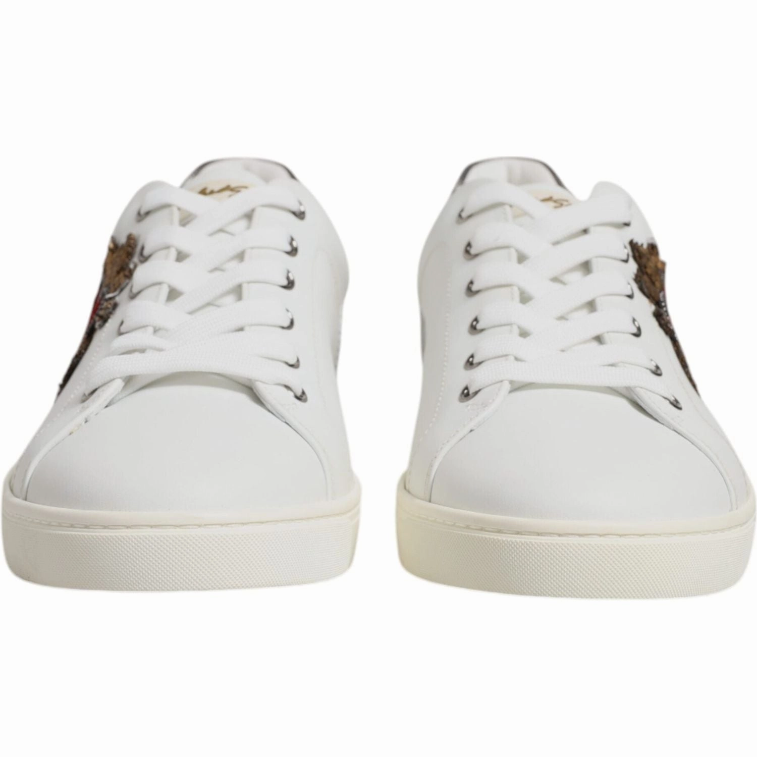 Buffalo Boots Sneakers Dolce & Gabbana White Leather Heart Embellished Sneakers Shoes